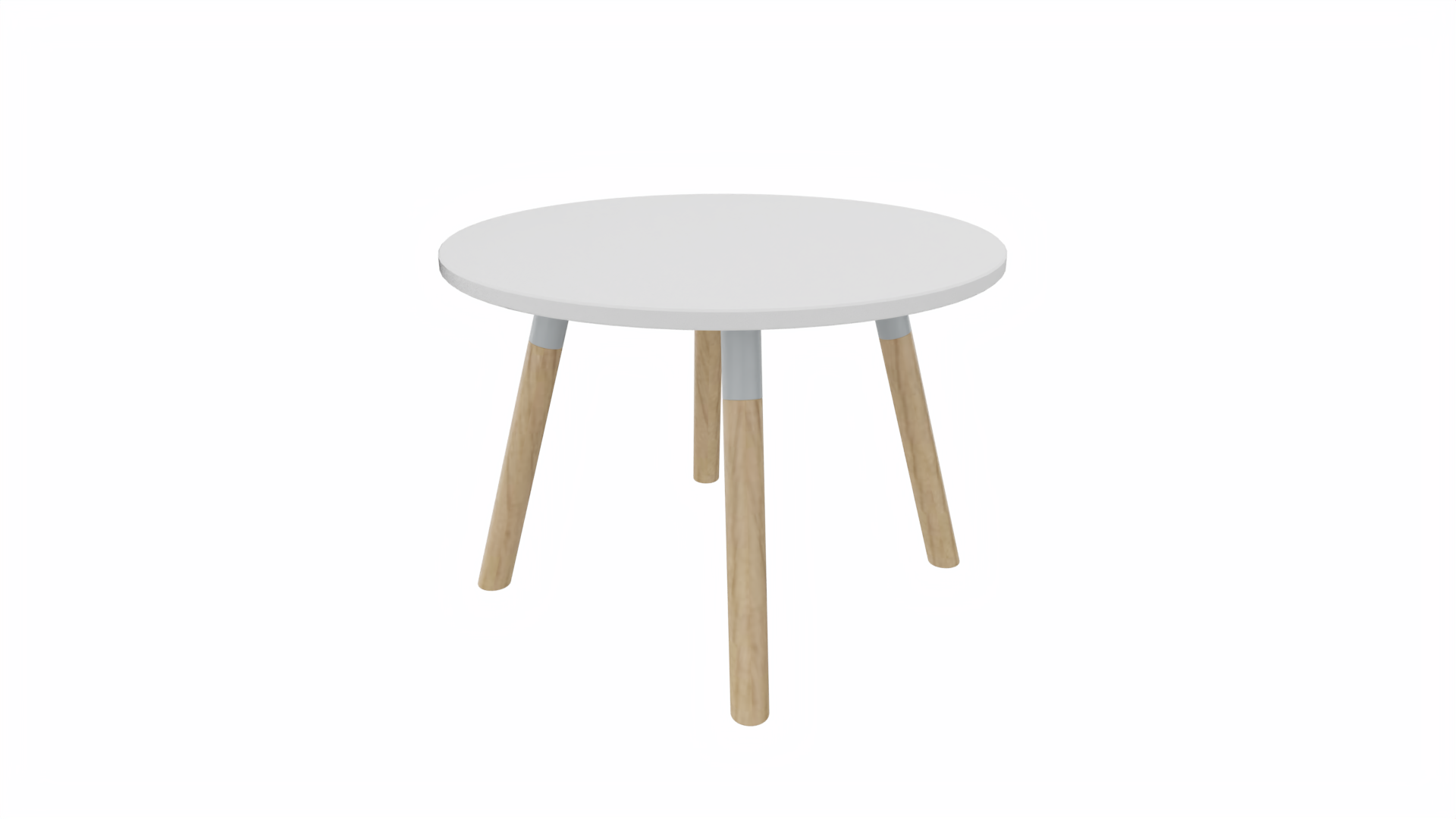 Bijzettafel rond 8411 - 60 cm. - Alu - Wit - Beuken naturel afbeelding