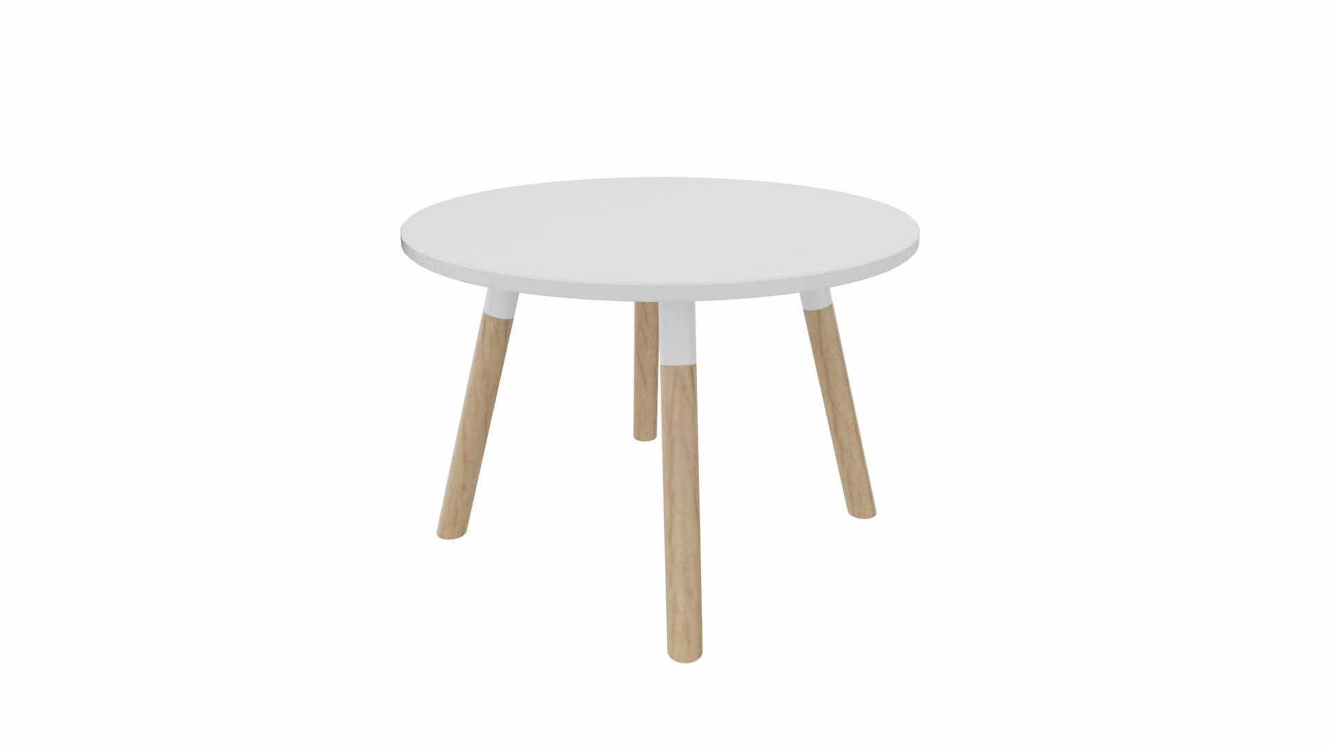 Bijzettafel rond 8411 - 60 cm. - Wit - Wit - Beuken naturel afbeelding