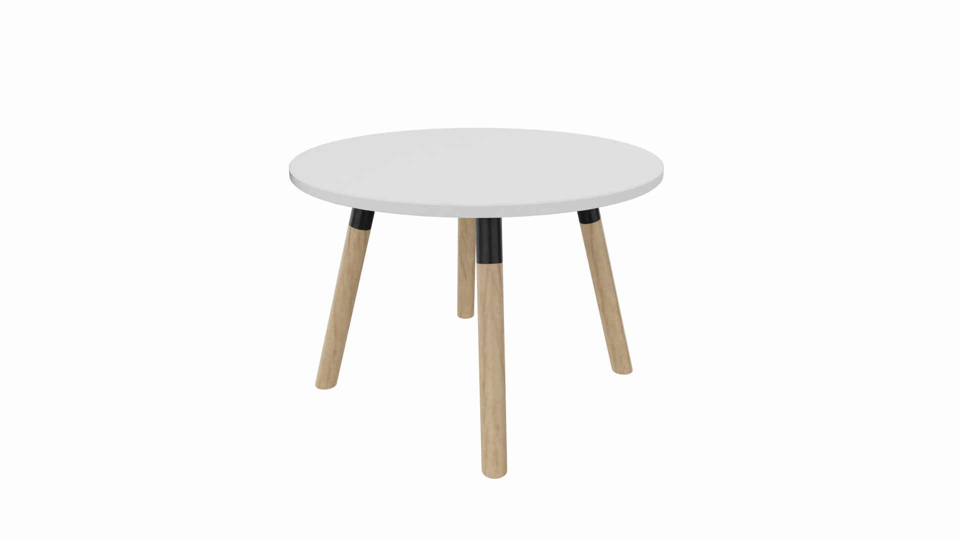 Bijzettafel rond 8411 - 60 cm. - Zwart - Wit - Beuken naturel afbeelding