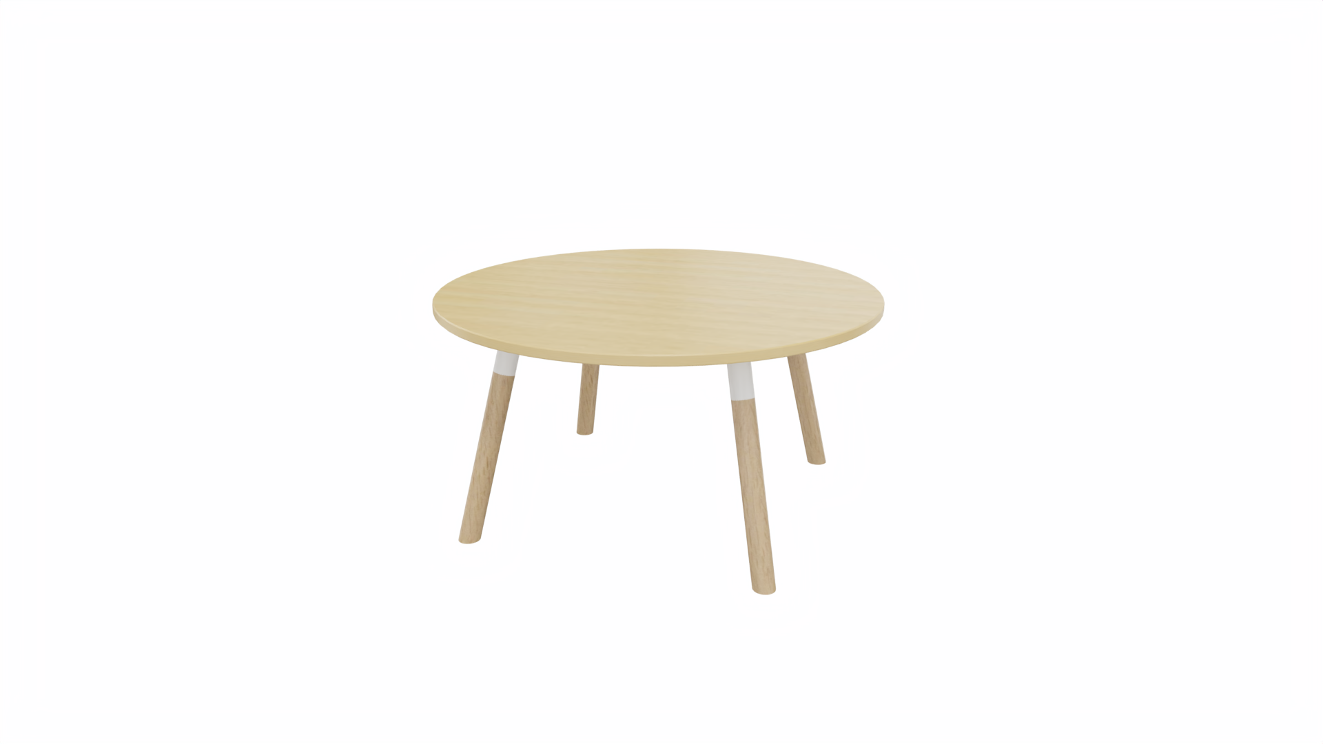 Bijzettafel rond 8511 - 80 cm. - Wit - Beuken - Beuken naturel afbeelding