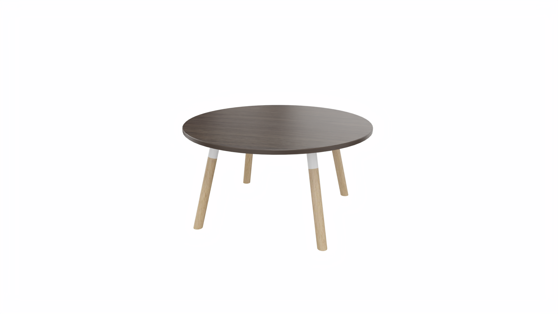 Bijzettafel rond 8511 - 80 cm. - Wit - Eiken donker - Beuken naturel afbeelding