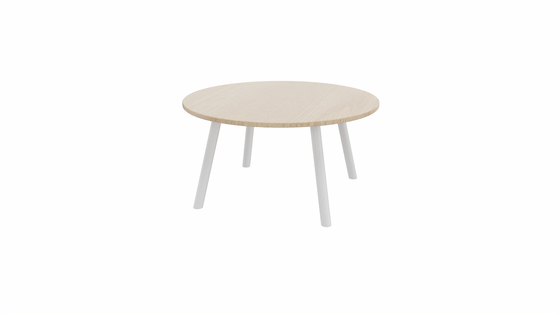Bijzettafel rond 8511 - 80 cm. - Wit - Eiken licht - Wit afbeelding