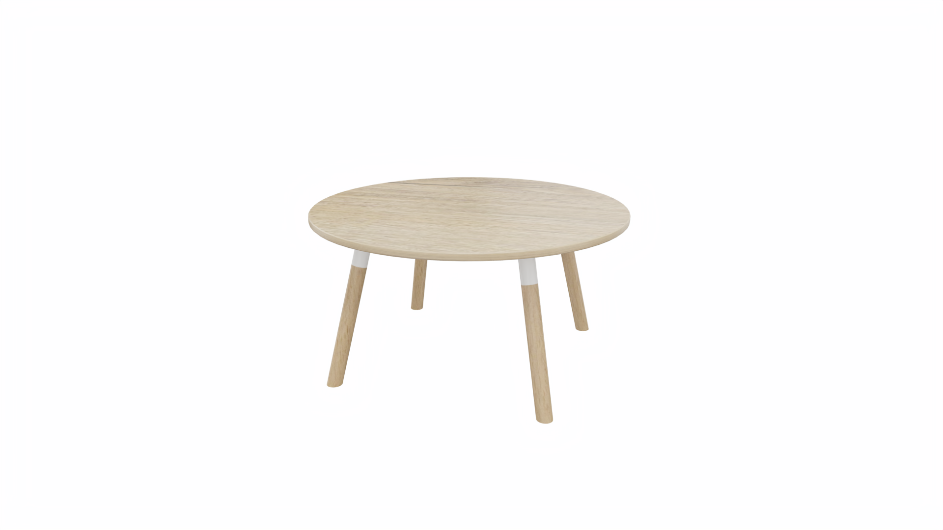 Bijzettafel rond 8511 - 80 cm. - Wit - Eiken YT49a - Beuken naturel afbeelding