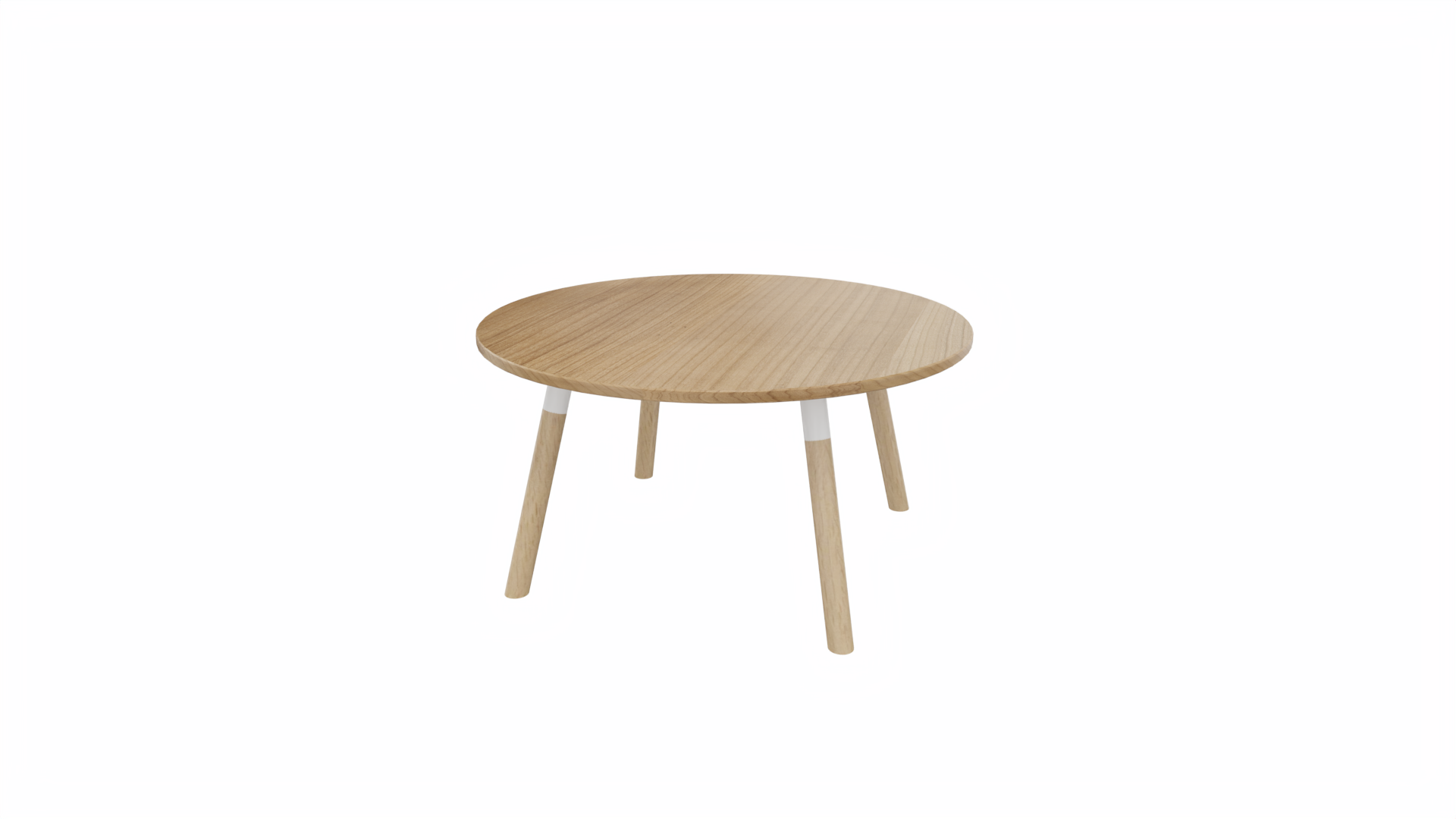 Bijzettafel rond 8511 - 80 cm. - Wit - Toscaans noten - Beuken naturel afbeelding