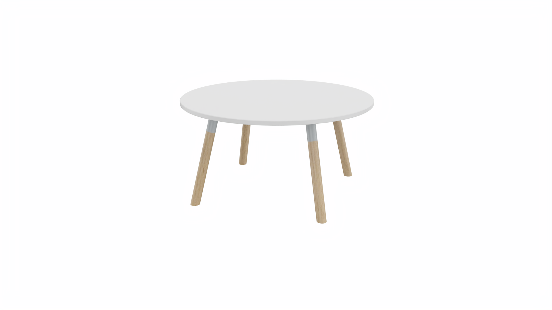 Bijzettafel rond 8511 - 80 cm. - Alu - Wit - Beuken naturel afbeelding