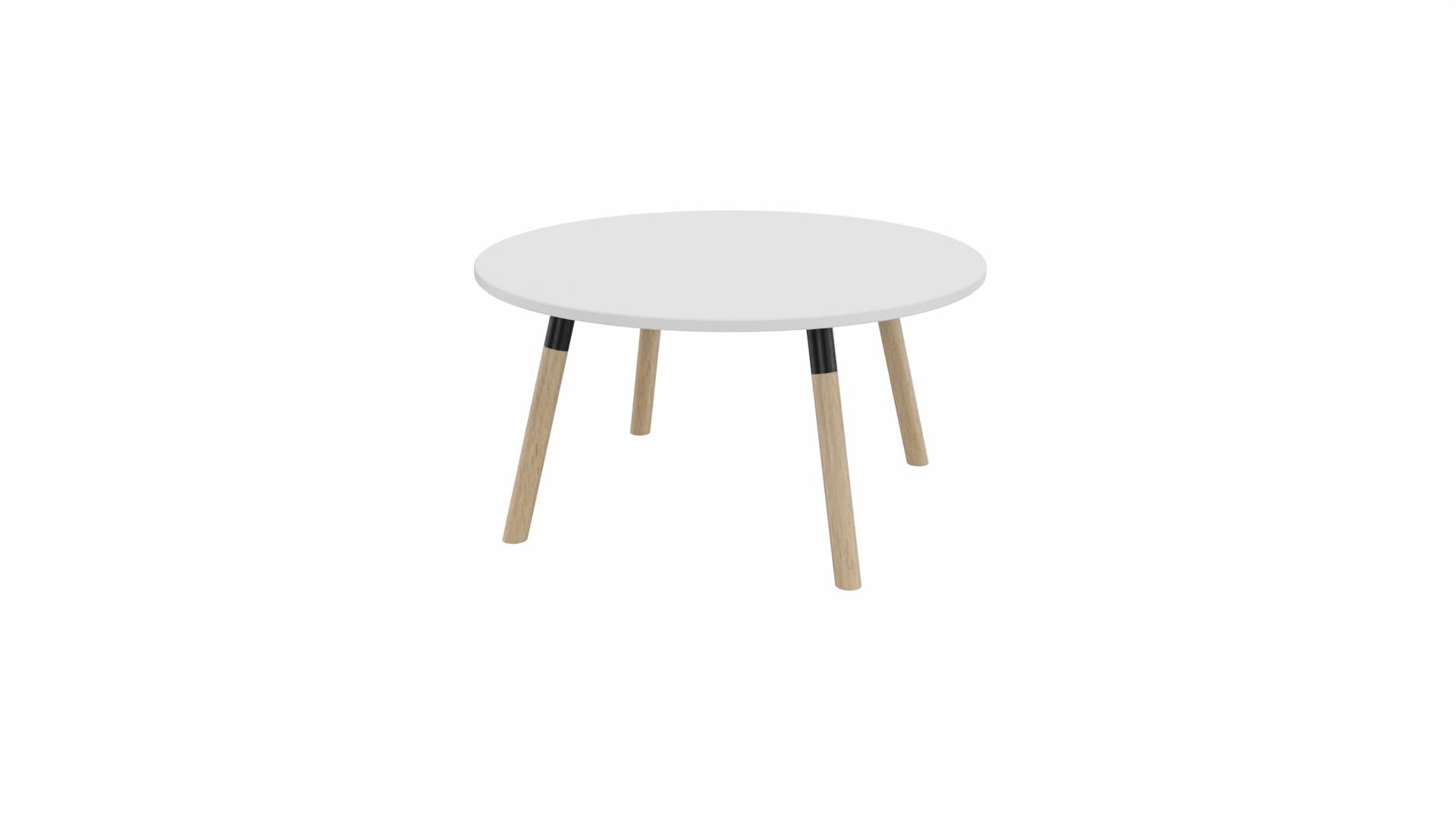 Bijzettafel rond 8511 - 80 cm. - Zwart - Wit - Beuken naturel afbeelding