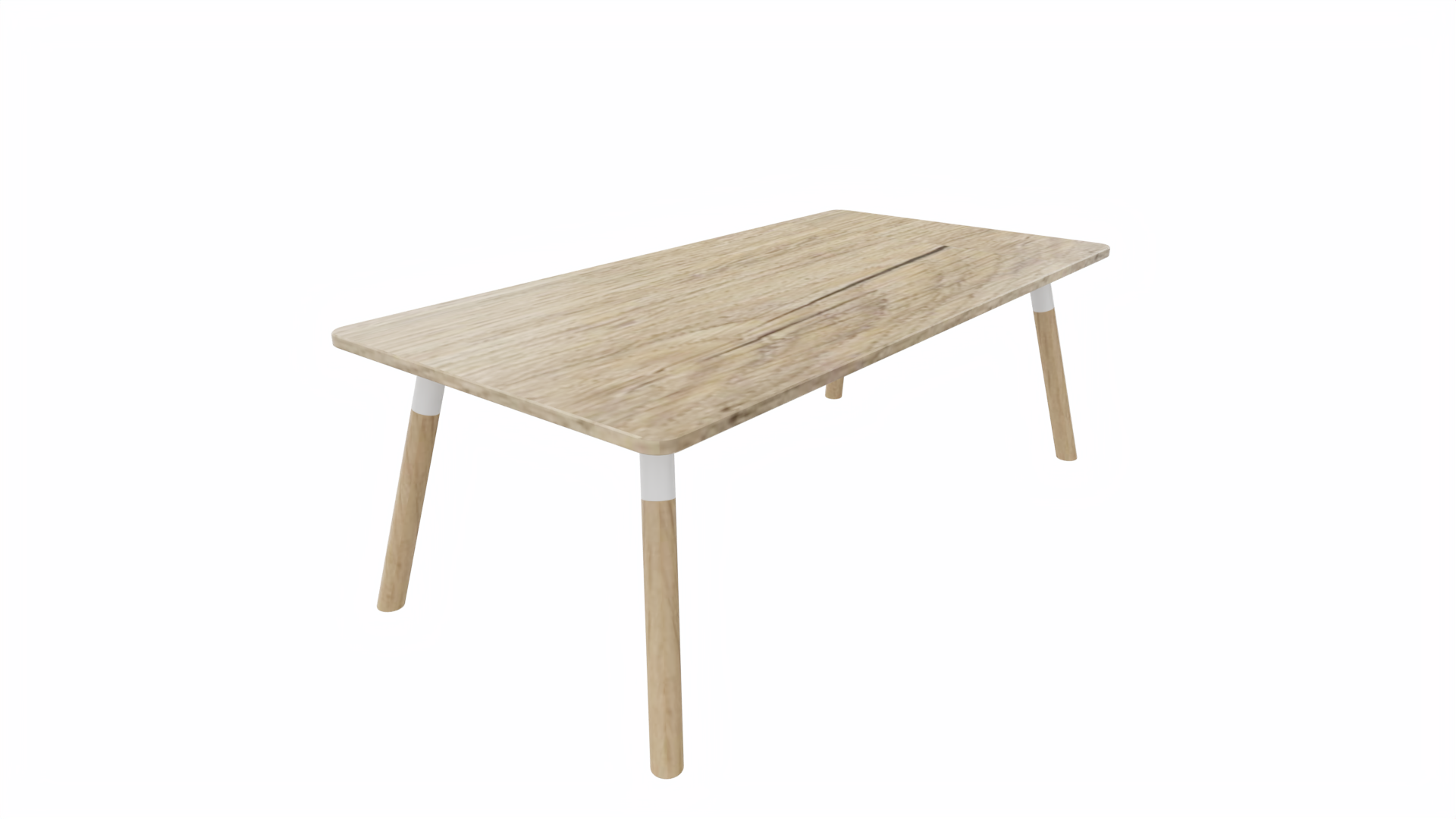 Bijzettafel vierkant/recht 8211 - 120 x 60 cm. - Wit - Eiken YT49a - Beuken naturel afbeelding