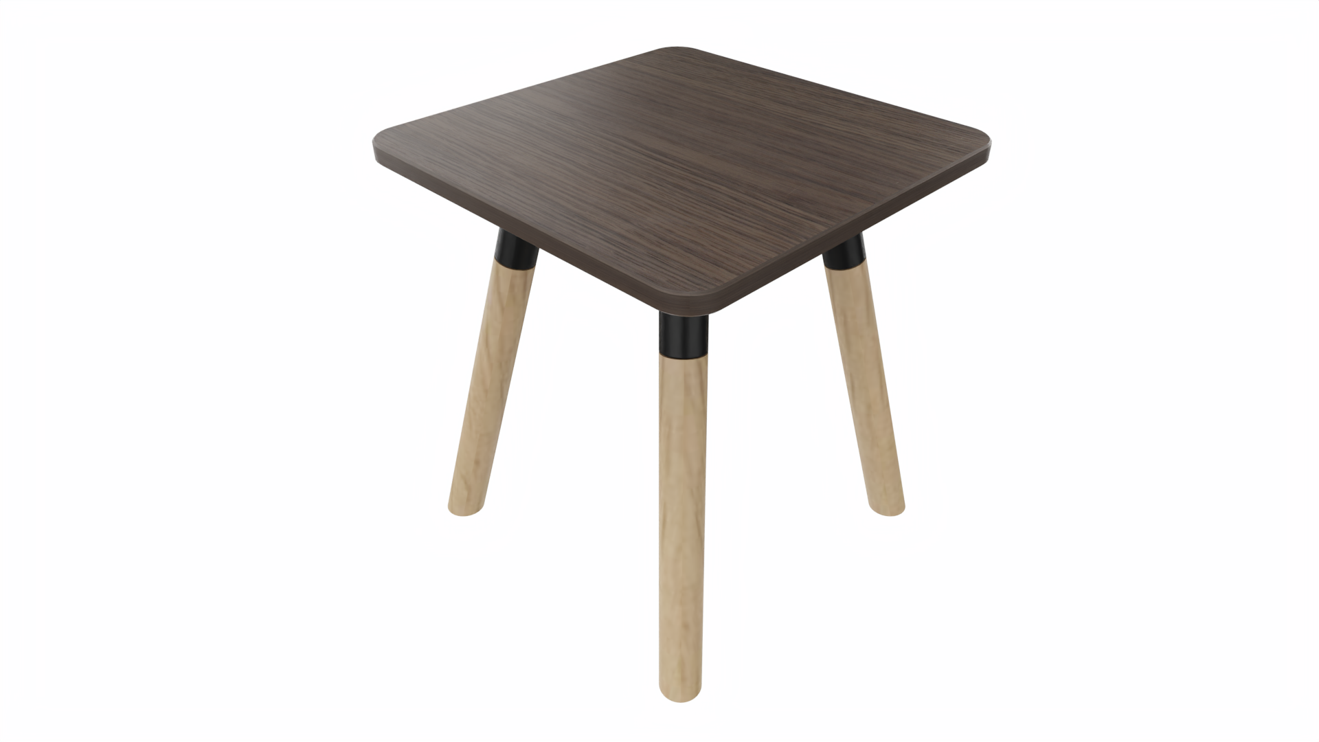 Bijzettafel vierkant/recht 7911 - 38 x 38 cm. - Zwart - Eiken donker - Beuken naturel afbeelding