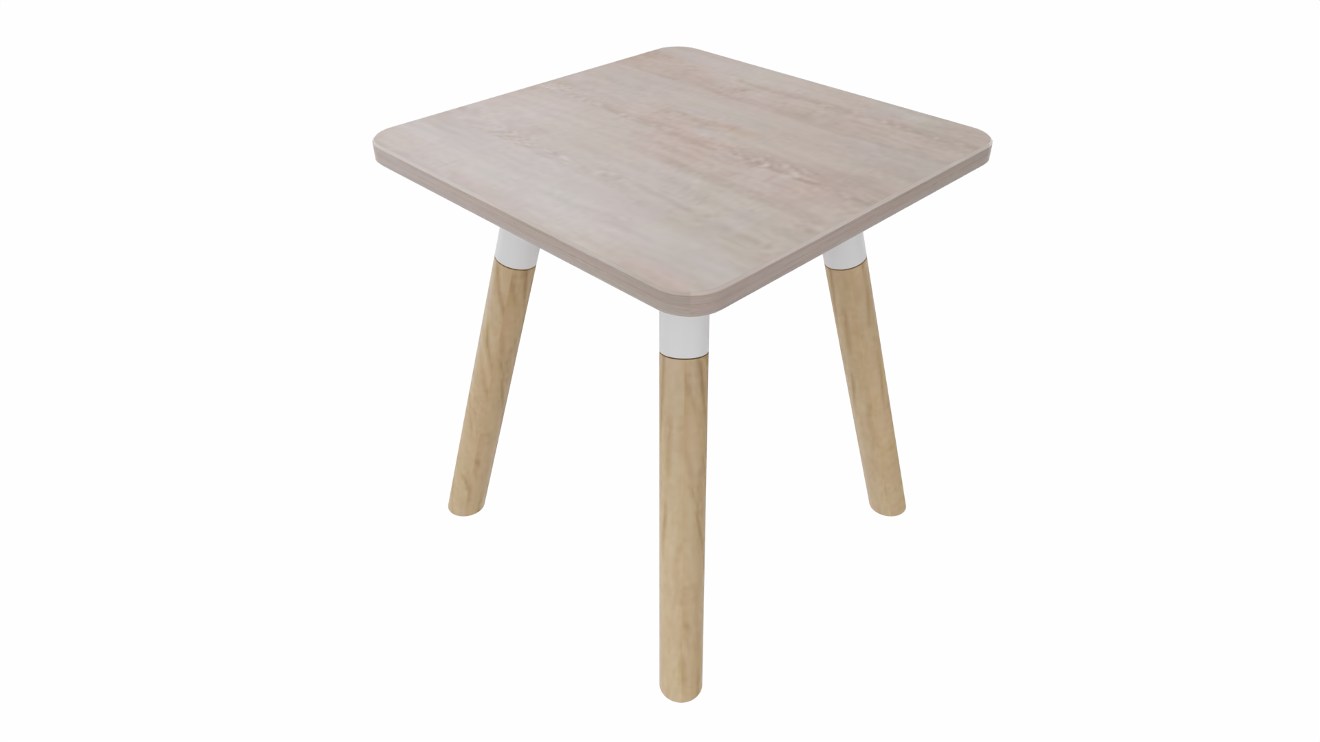 Bijzettafel vierkant/recht 7911 - 38 x 38 cm. - Wit - Eiken Robson - Beuken naturel afbeelding