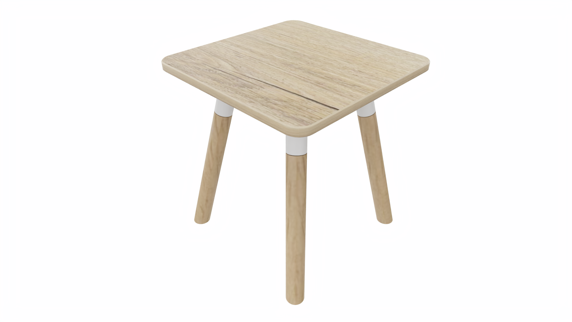 Bijzettafel vierkant/recht 7911 - 38 x 38 cm. - Wit - Eiken YT49a - Beuken naturel afbeelding