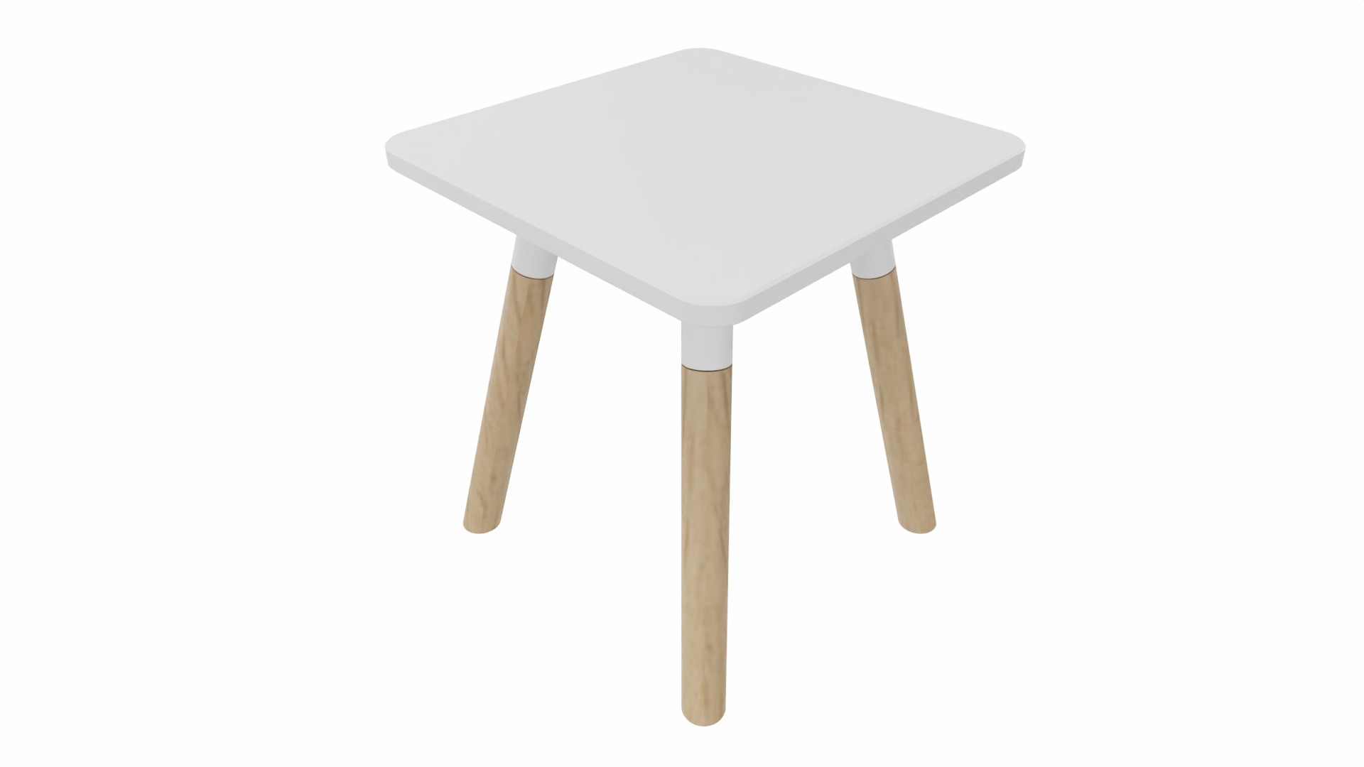 Bijzettafel vierkant/recht 7911 - 38 x 38 cm. - Wit - Wit - Beuken naturel afbeelding