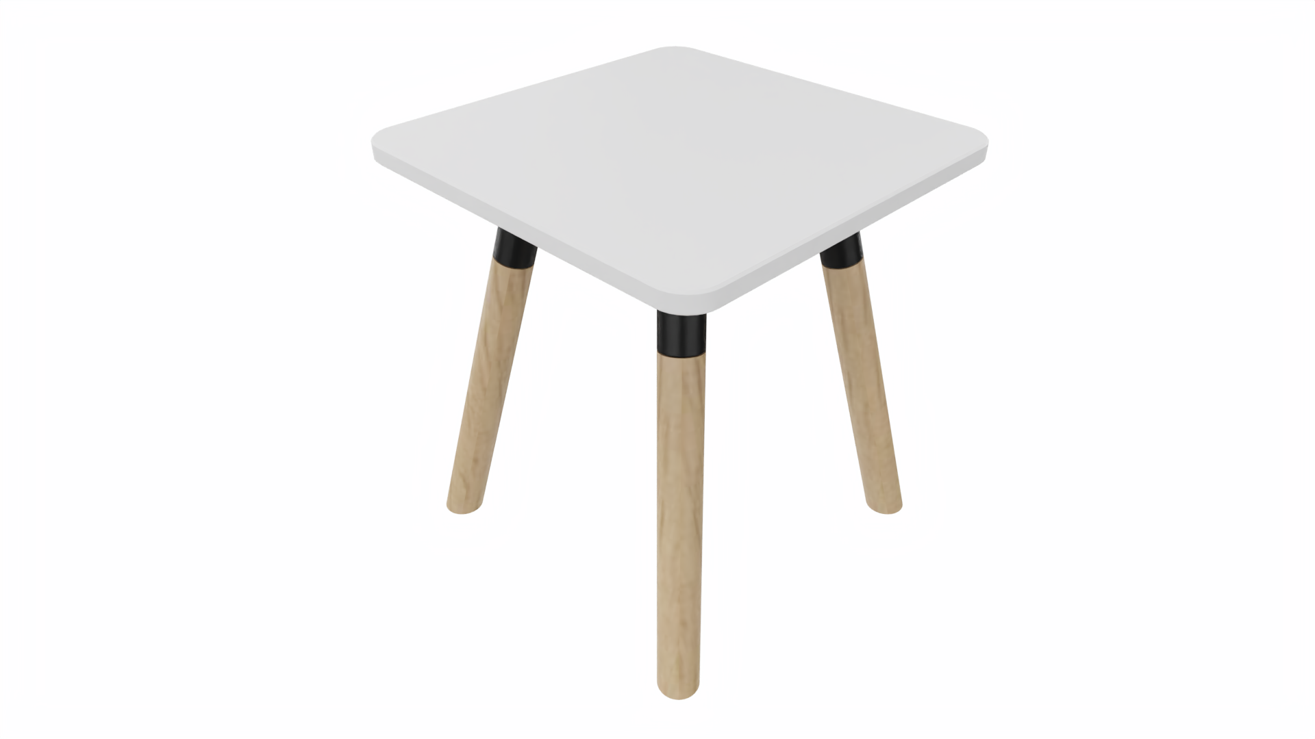 Bijzettafel vierkant/recht 7911 - 38 x 38 cm. - Zwart - Wit - Beuken naturel afbeelding