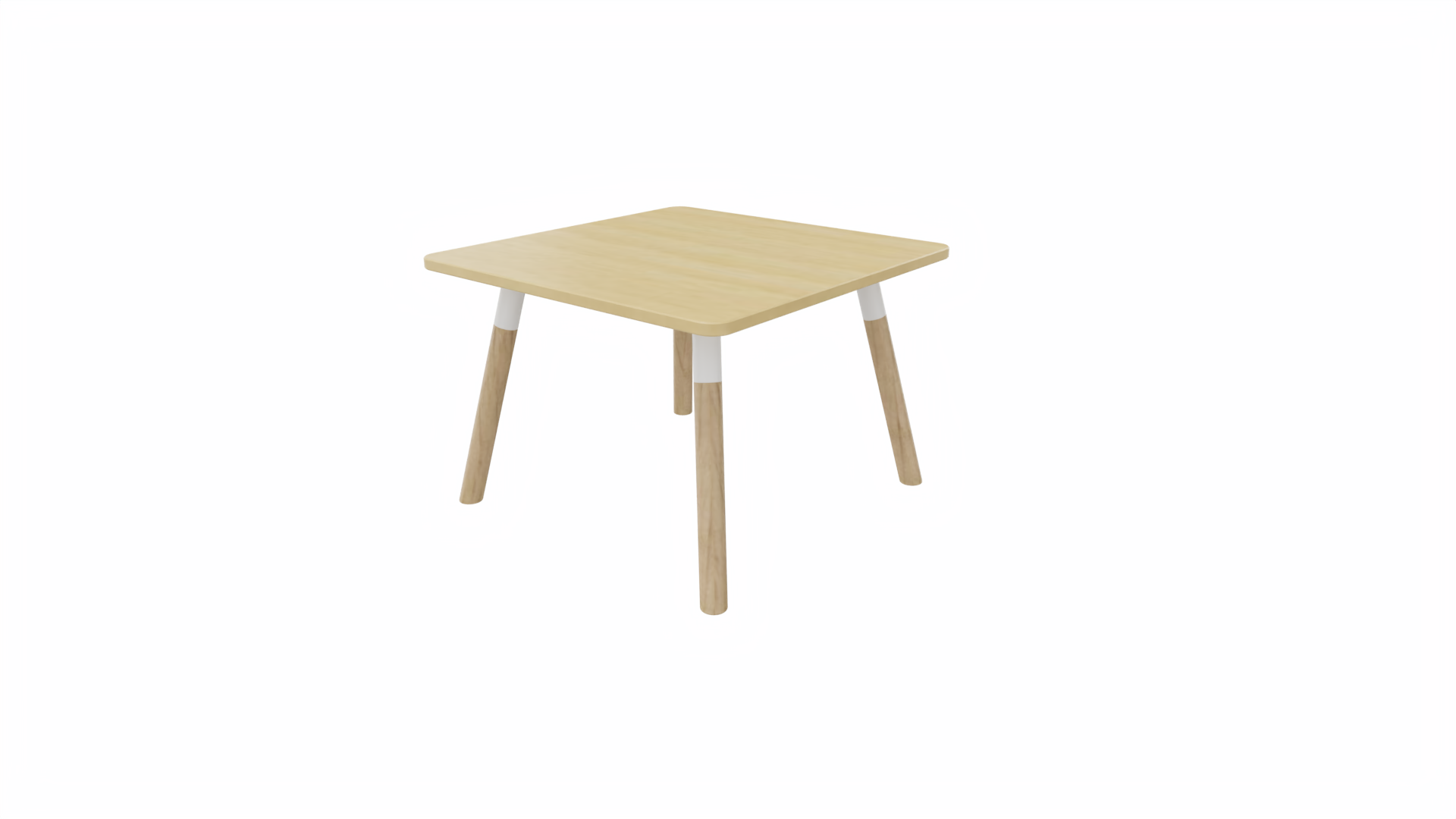 Bijzettafel vierkant/recht 8011 - 60 x 60 cm. - Wit - Beuken - Beuken naturel afbeelding