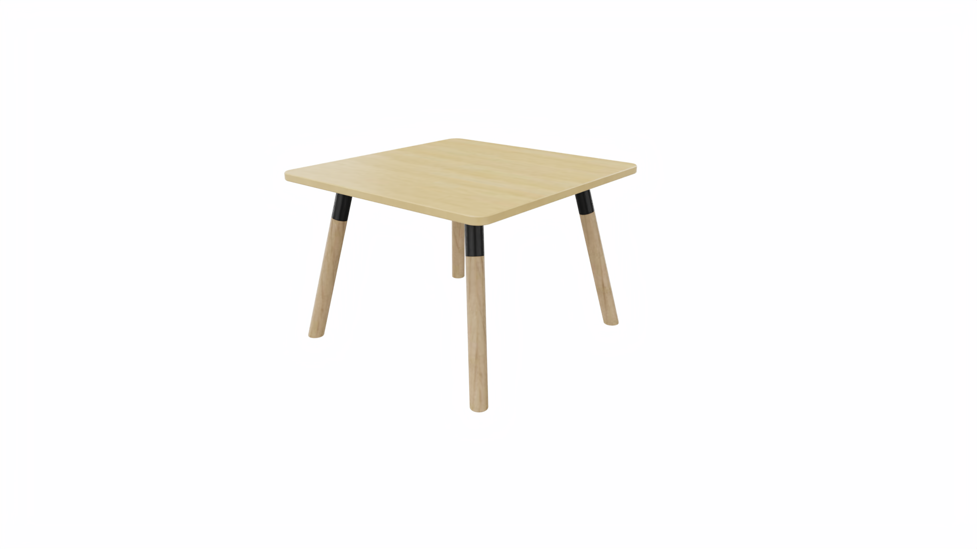 Bijzettafel vierkant/recht 8011 - 60 x 60 cm. - Zwart - Beuken - Beuken naturel afbeelding