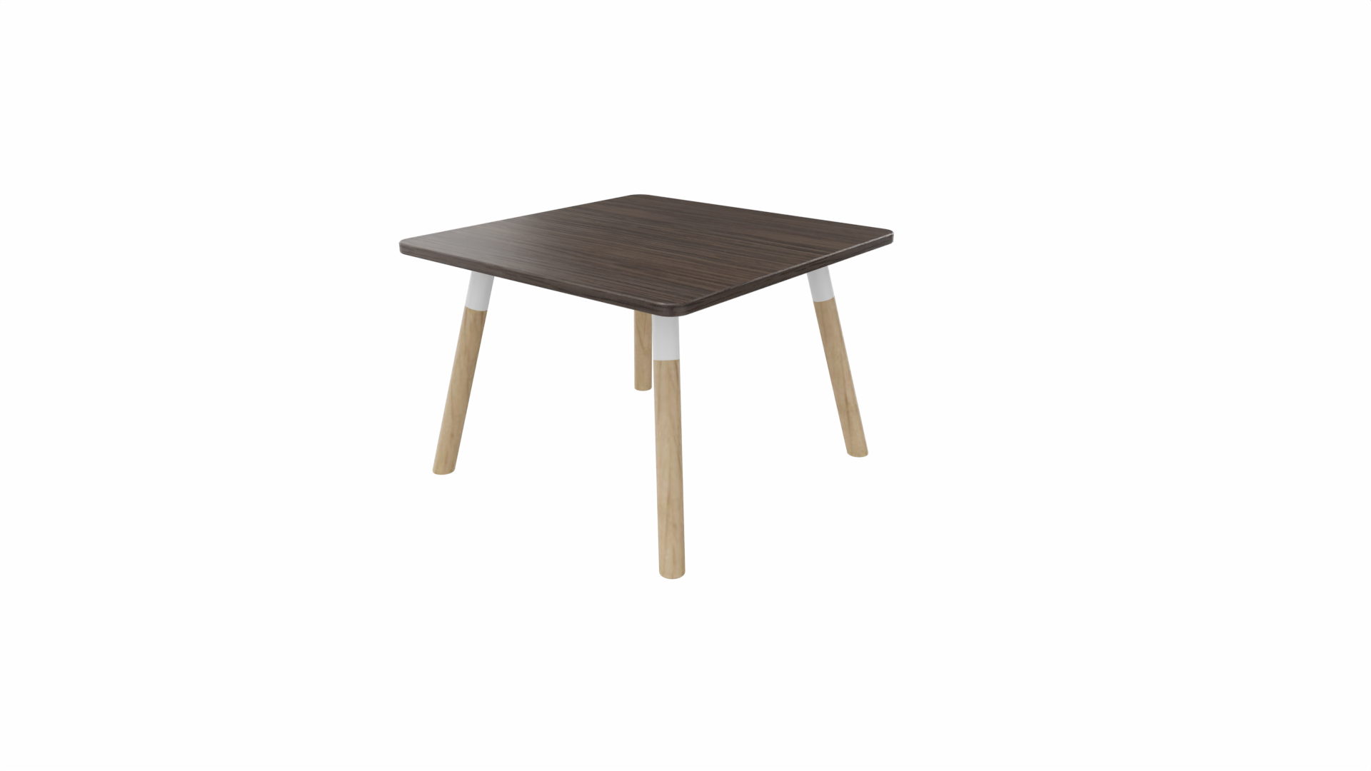 Bijzettafel vierkant/recht 8011 - 60 x 60 cm. - Wit - Eiken donker - Beuken naturel afbeelding