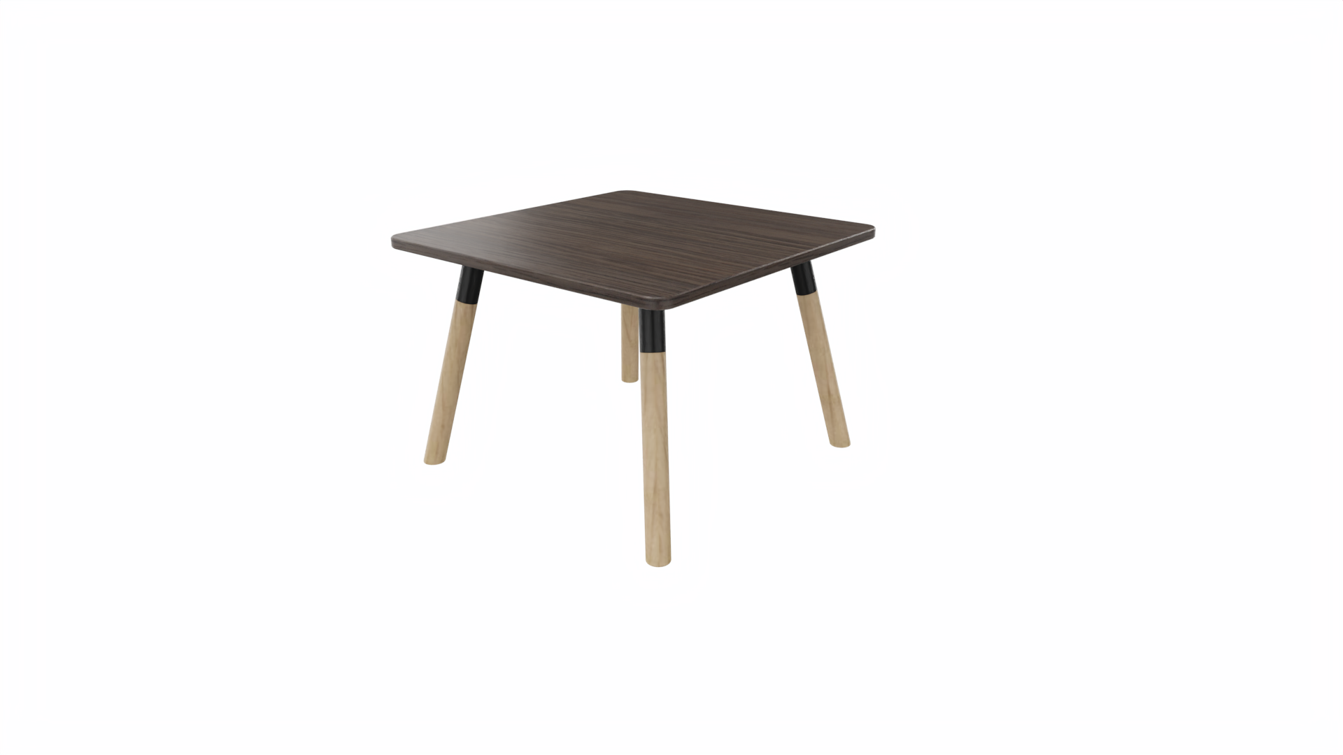 Bijzettafel vierkant/recht 8011 - 60 x 60 cm. - Zwart - Eiken donker - Beuken naturel afbeelding