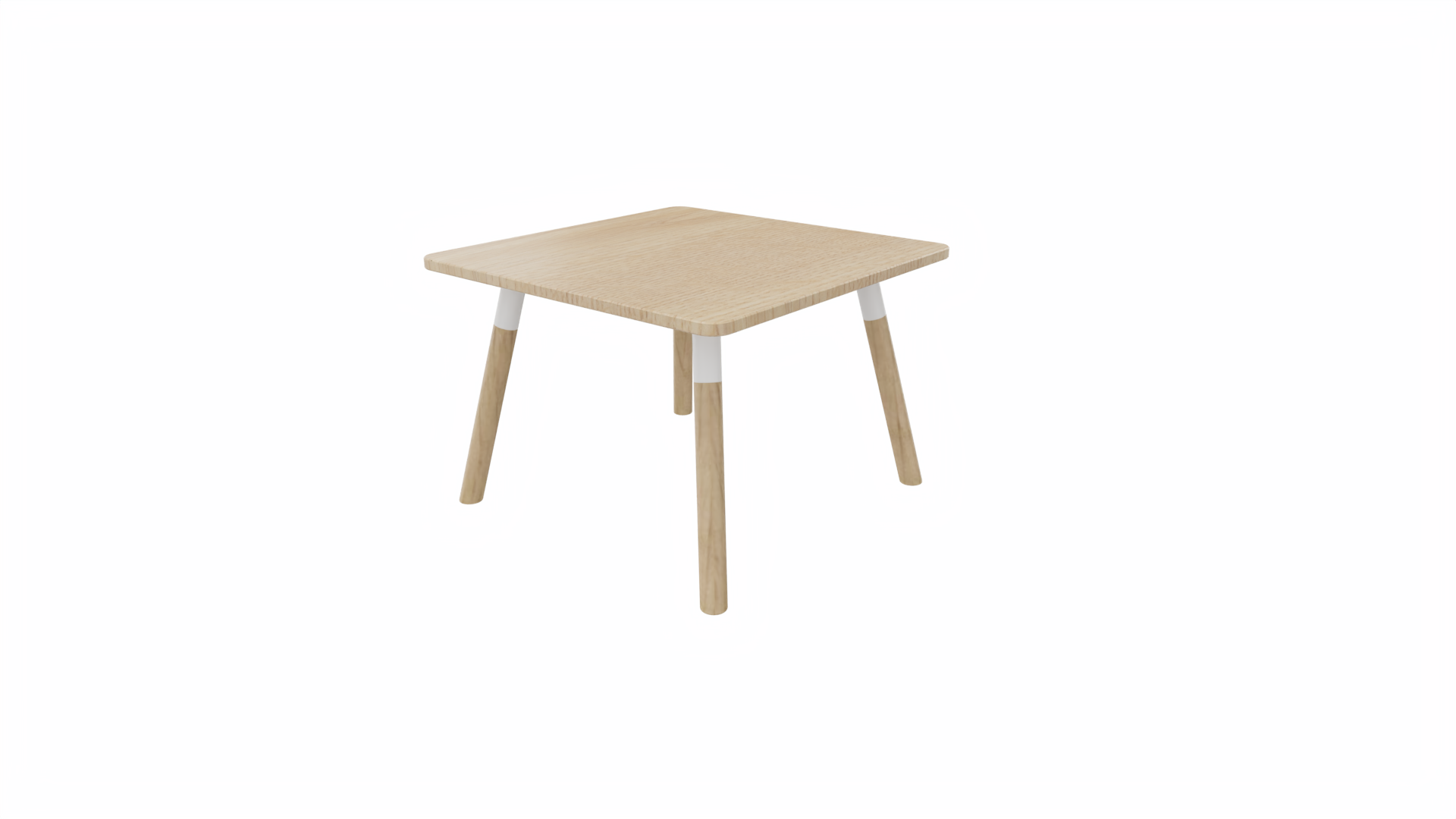 Bijzettafel vierkant/recht 8011 - 60 x 60 cm. - Wit - Eiken licht - Beuken naturel afbeelding