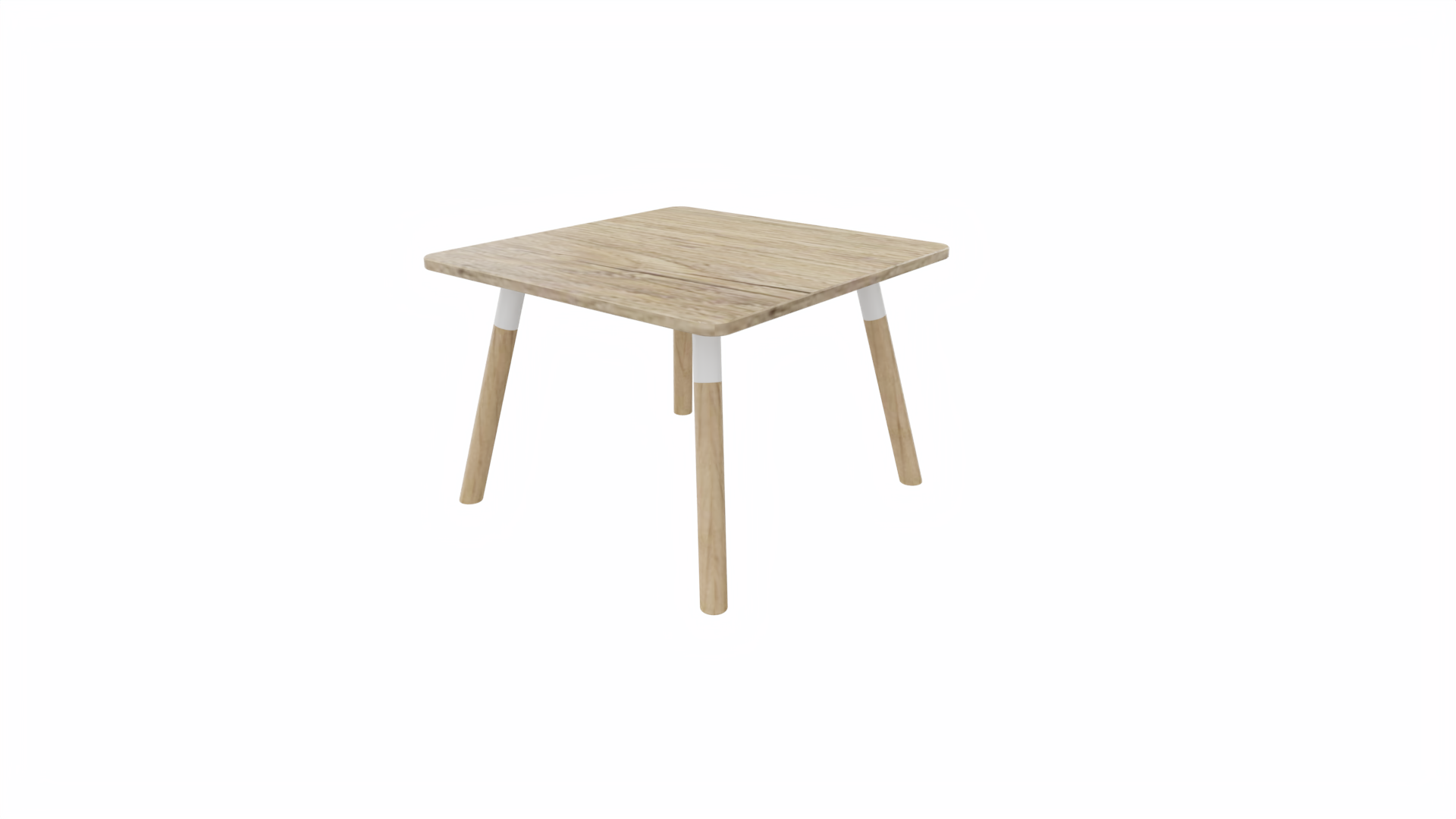 Bijzettafel vierkant/recht 8011 - 60 x 60 cm. - Wit - Eiken YT49a - Beuken naturel afbeelding