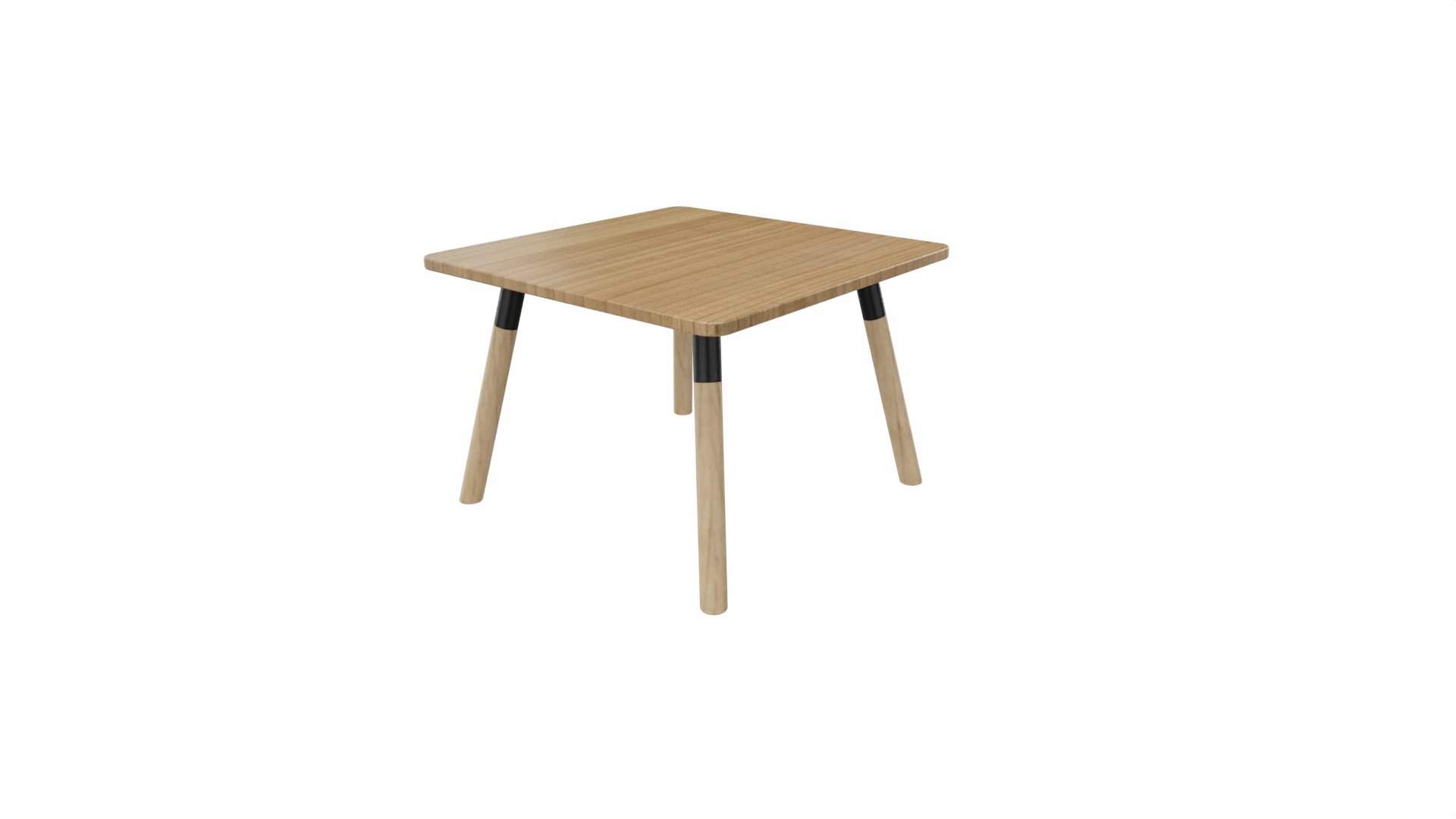 Bijzettafel vierkant/recht 8011 - 60 x 60 cm. - Zwart - Toscaans noten - Beuken naturel afbeelding