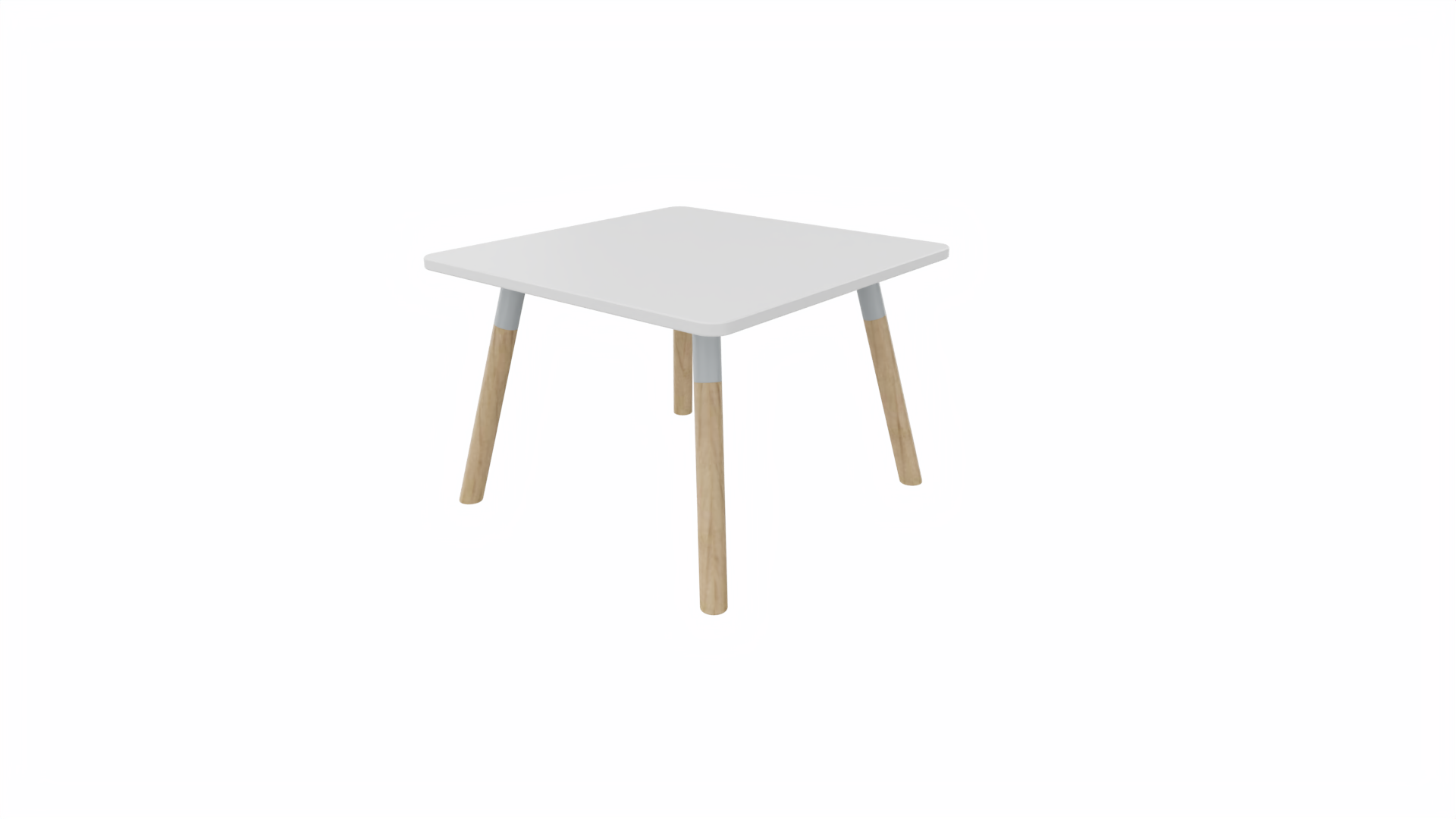 Bijzettafel vierkant/recht 8011 - 60 x 60 cm. - Alu - Wit - Beuken naturel afbeelding