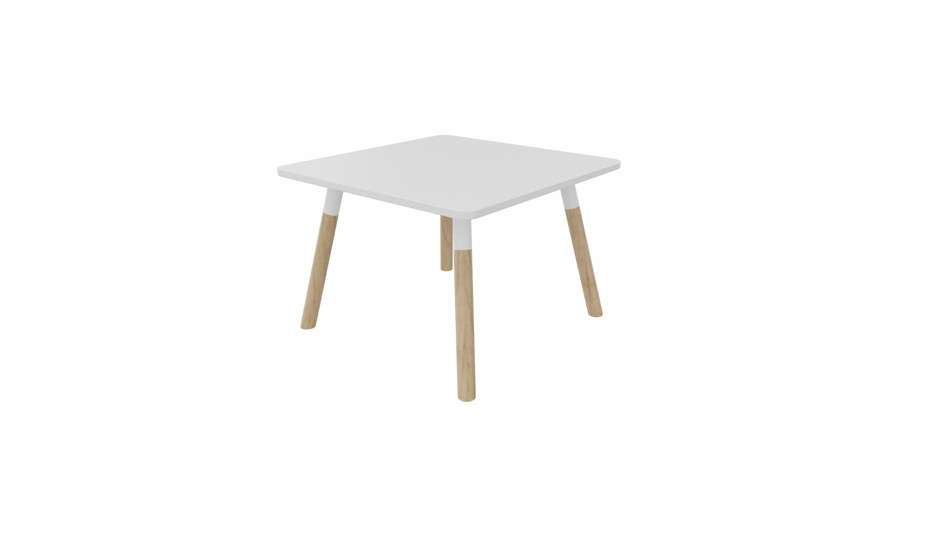 Bijzettafel vierkant/recht 8011 - 60 x 60 cm. - Wit - Wit - Beuken naturel afbeelding