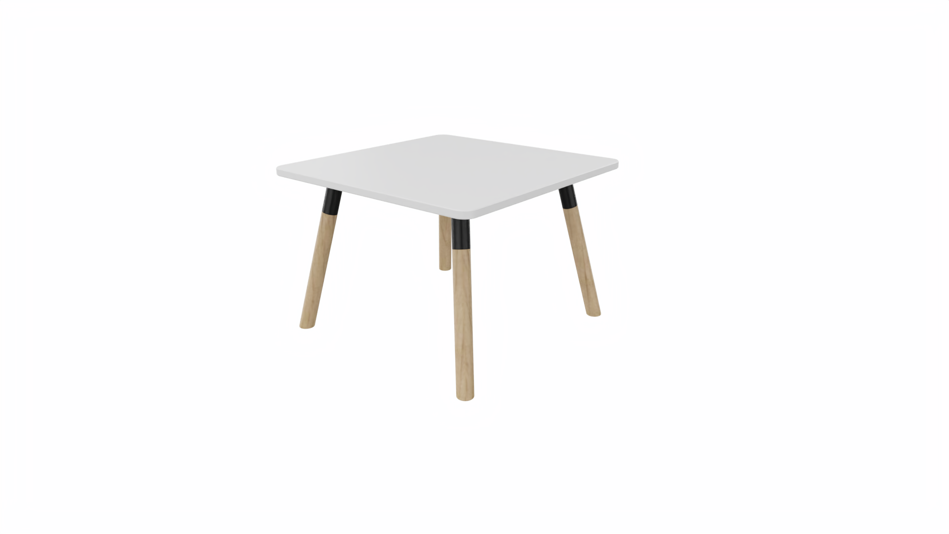 Bijzettafel vierkant/recht 8011 - 60 x 60 cm. - Zwart - Wit - Beuken naturel afbeelding