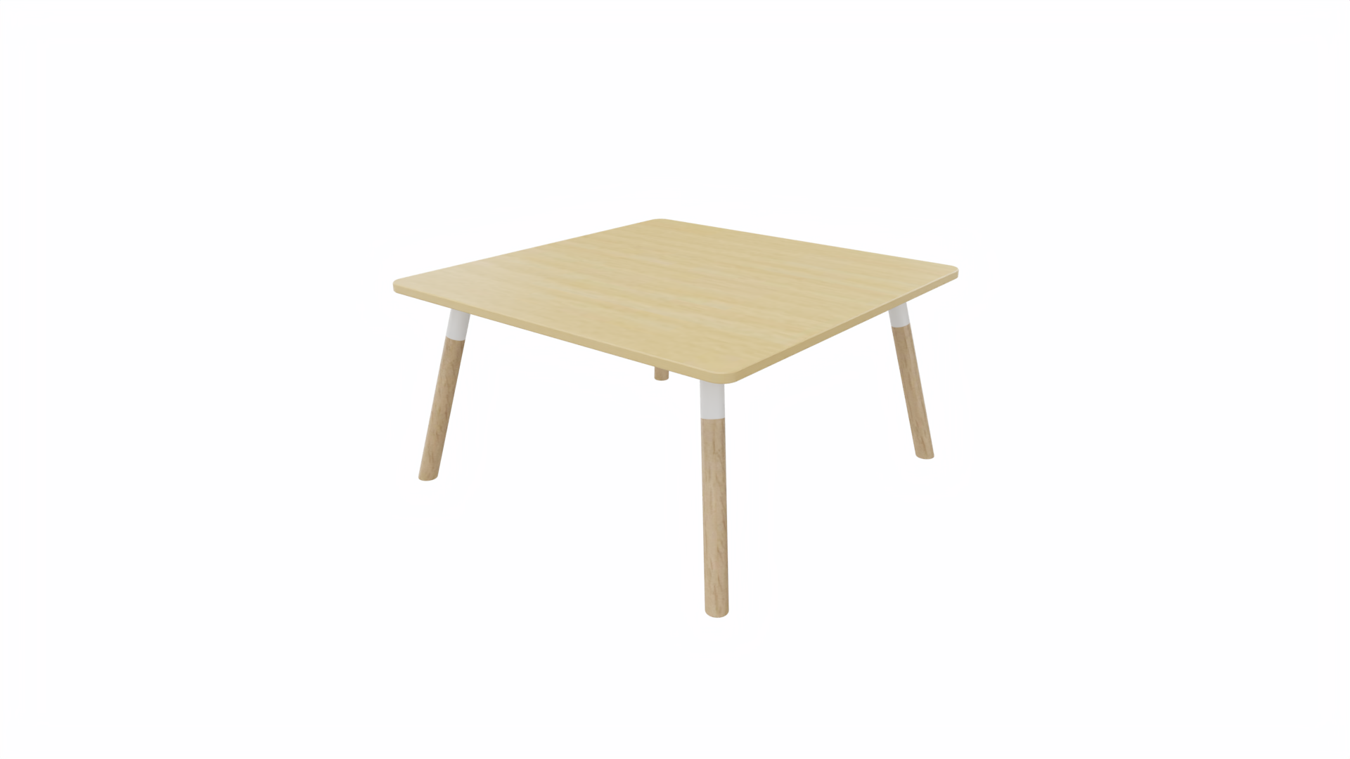 Bijzettafel vierkant/recht 8111 - 80 x 80 cm. - Wit - Beuken - Beuken naturel afbeelding