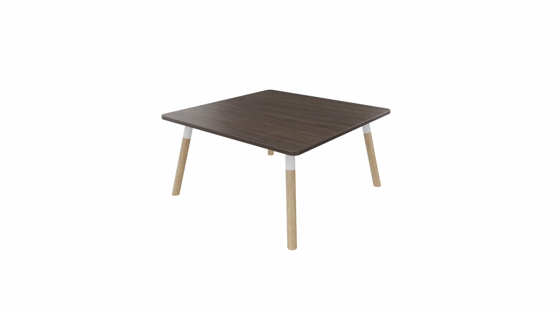 Bijzettafel vierkant/recht 8111 - 80 x 80 cm. - Wit - Eiken donker - Beuken naturel afbeelding