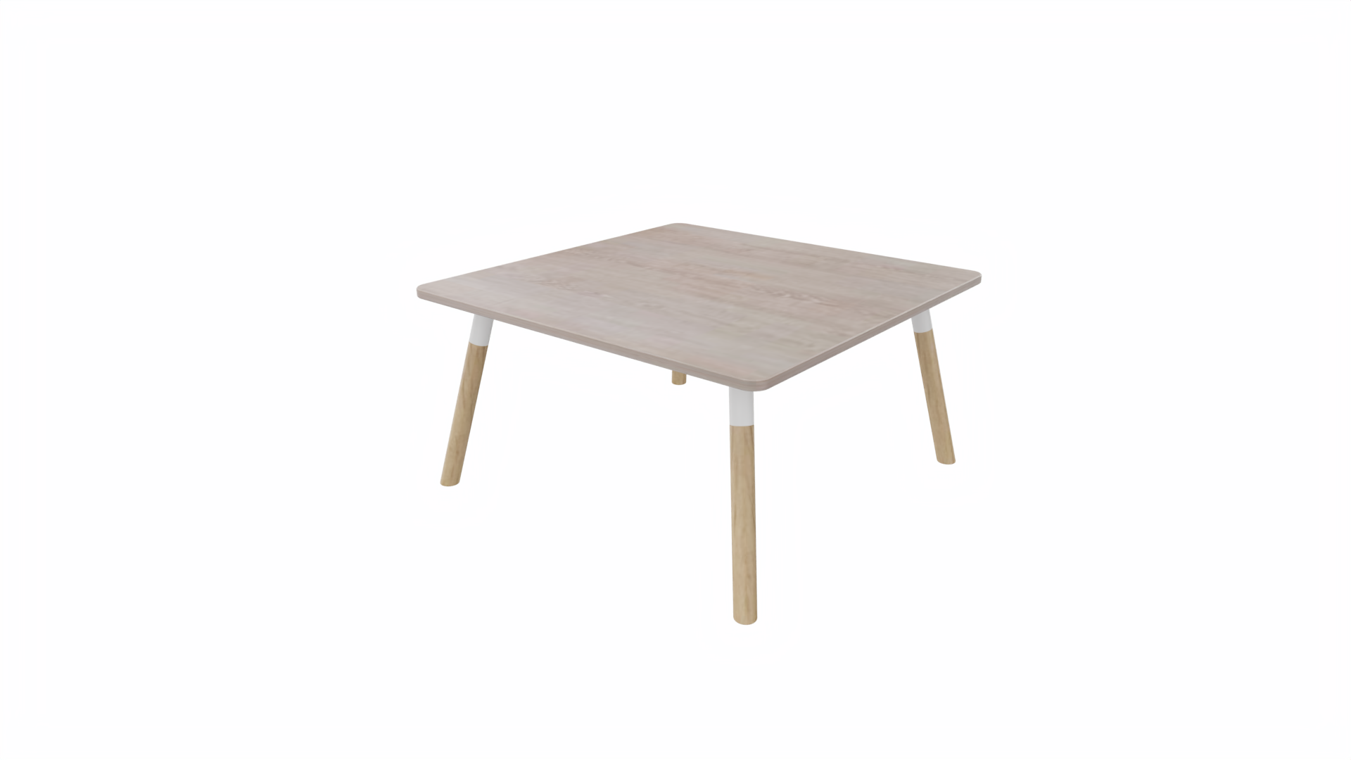Bijzettafel vierkant/recht 8111 - 80 x 80 cm. - Wit - Eiken Robson - Beuken naturel afbeelding