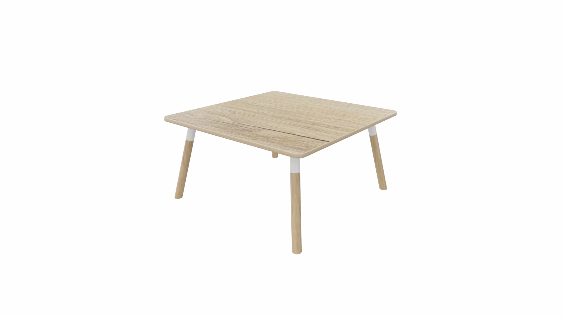 Bijzettafel vierkant/recht 8111 - 80 x 80 cm. - Wit - Eiken YT49a - Beuken naturel afbeelding