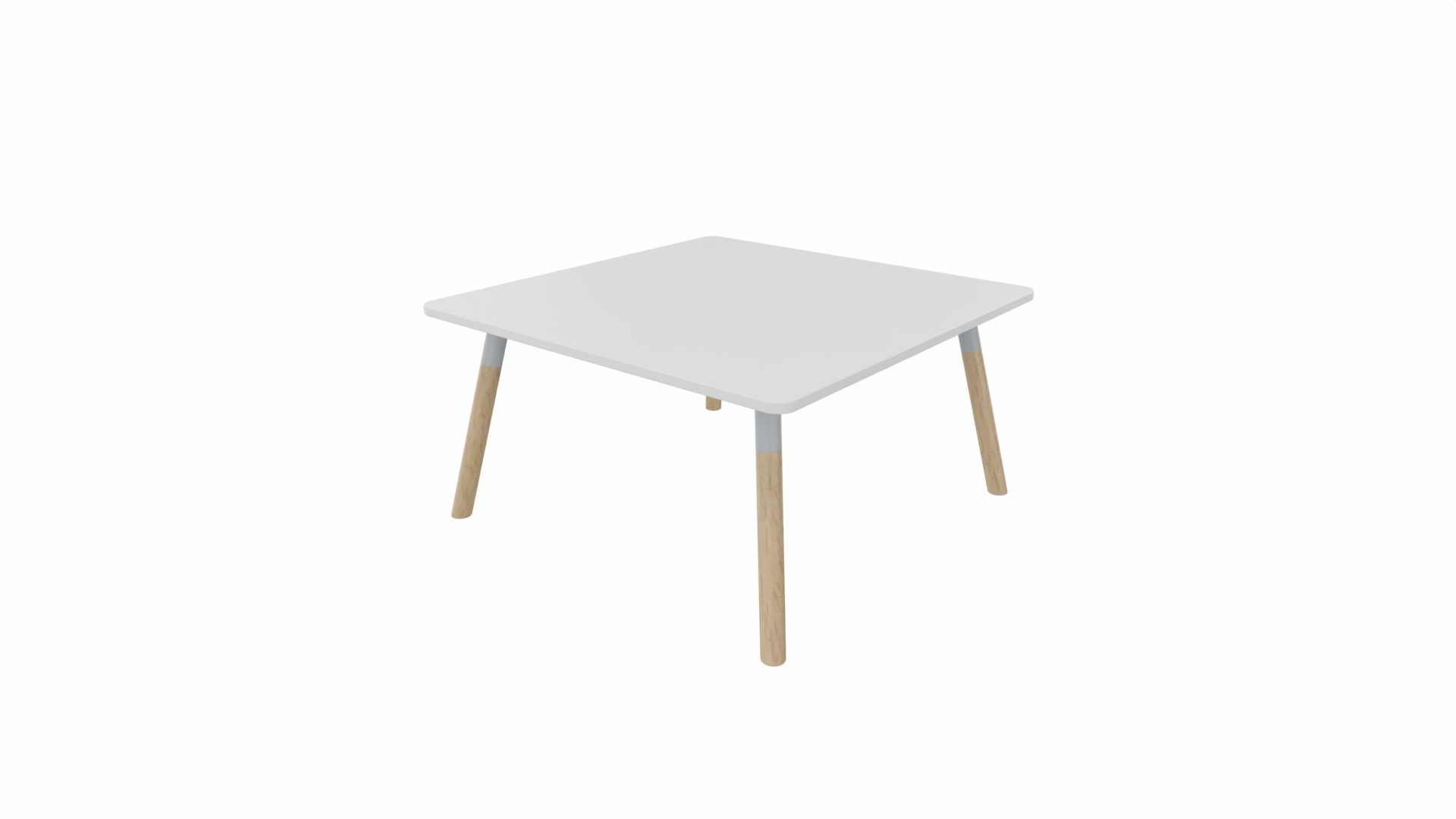 Bijzettafel vierkant/recht 8111 - 80 x 80 cm. - Alu - Wit - Beuken naturel afbeelding