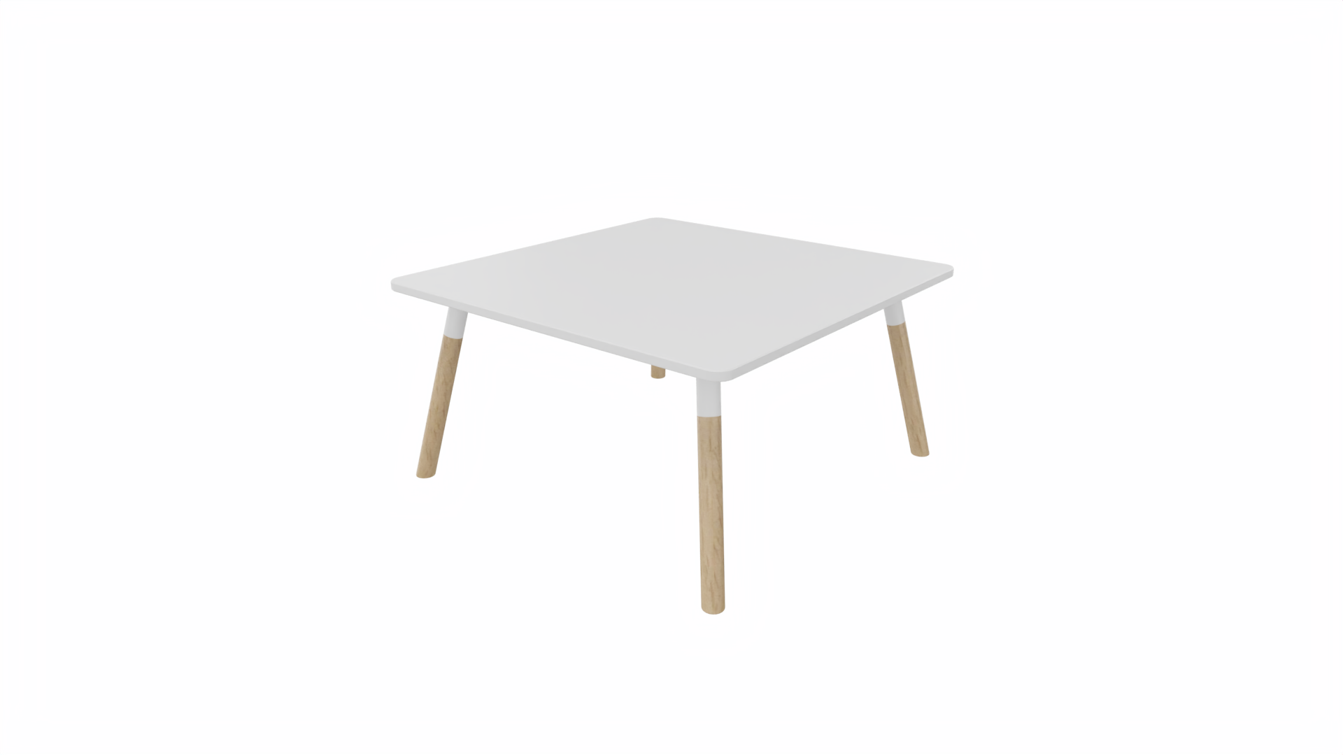Bijzettafel vierkant/recht 8111 - 80 x 80 cm. - Wit - Wit - Beuken naturel afbeelding