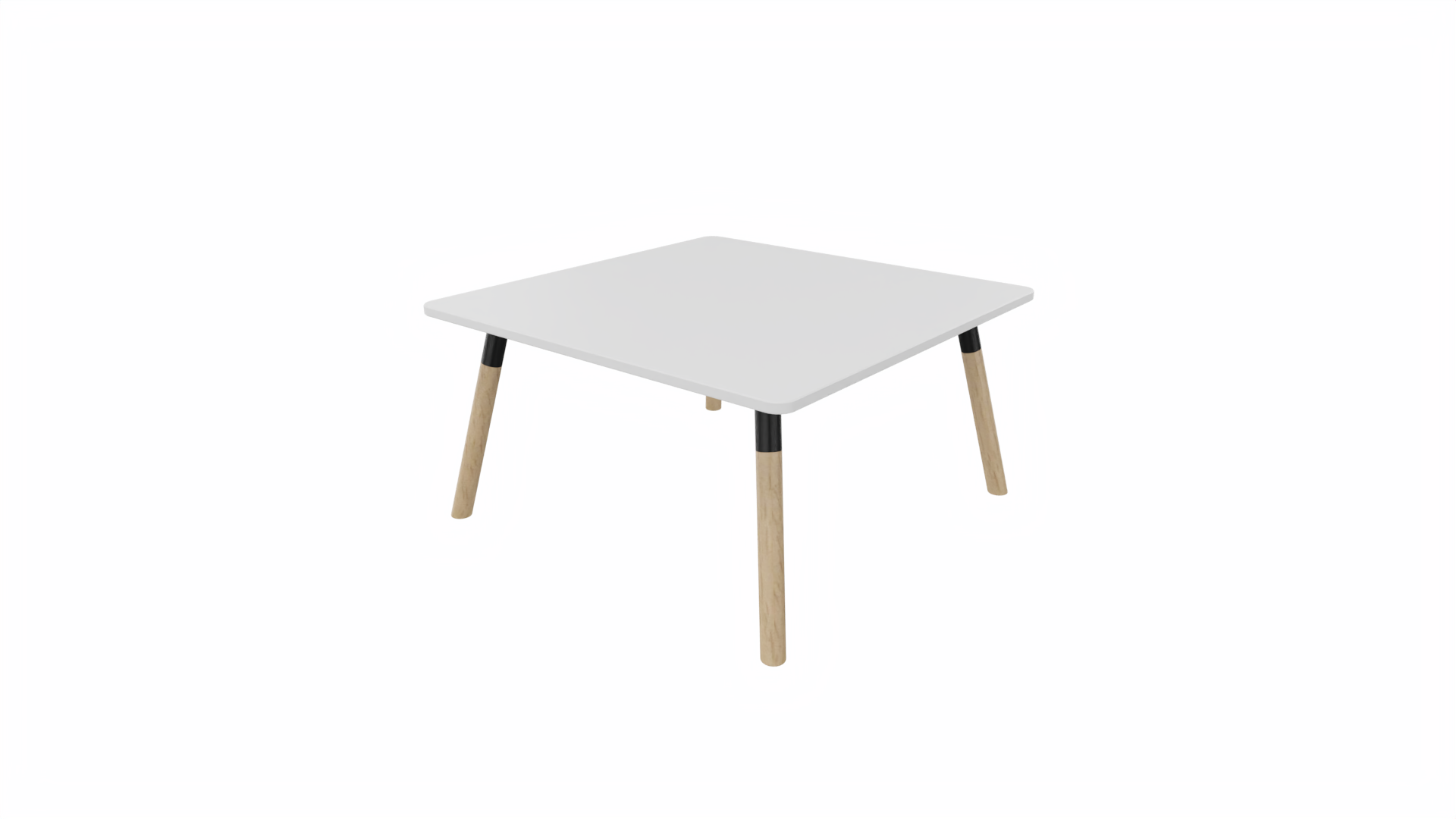 Bijzettafel vierkant/recht 8111 - 80 x 80 cm. - Zwart - Wit - Beuken naturel afbeelding