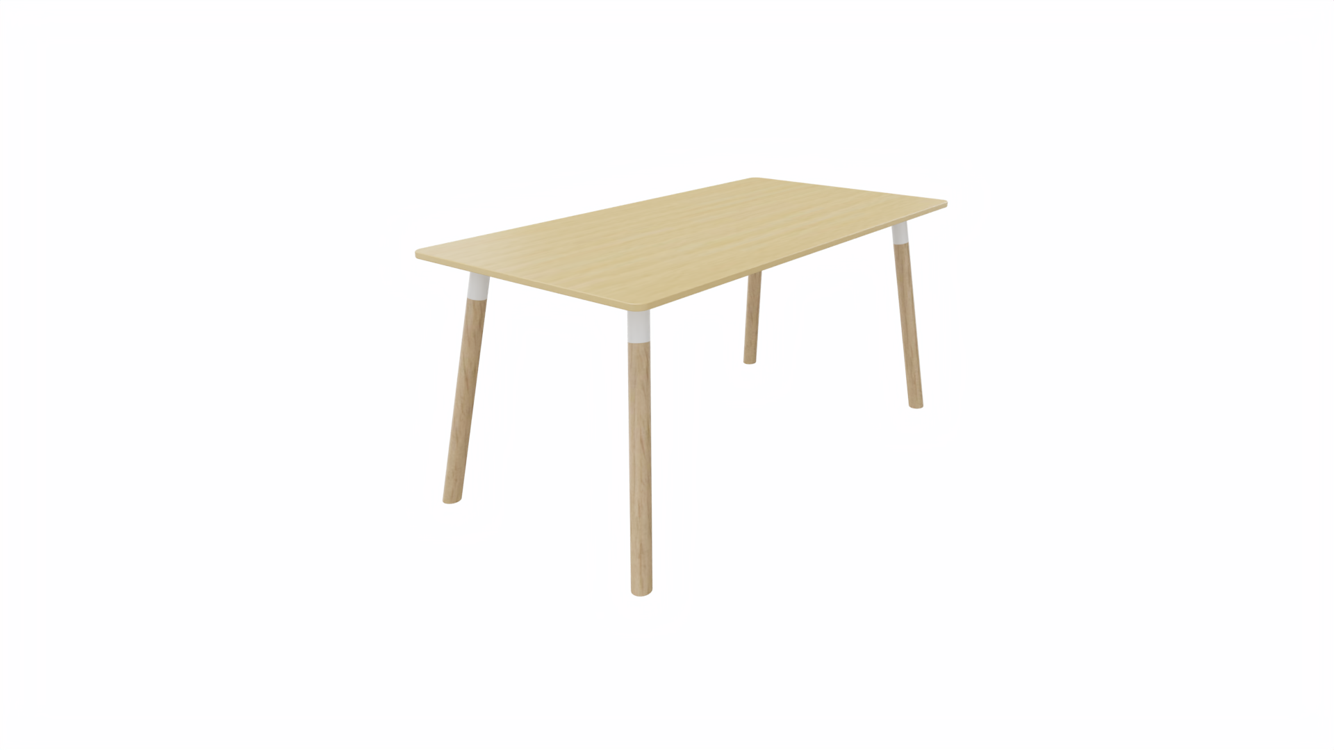 Tafel 8711 recht - 200 x 80 cm. - Wit - Beuken - Beuken naturel afbeelding