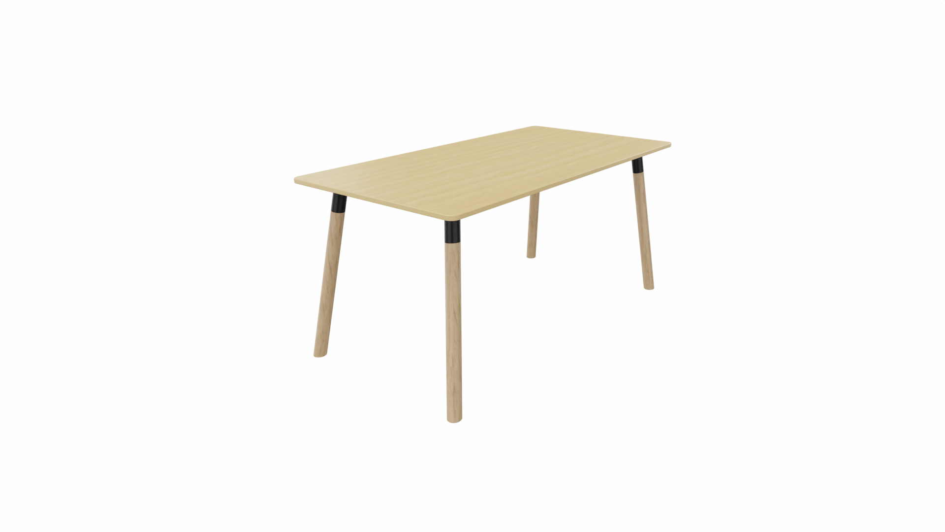 Tafel 8711 recht - 160 x 80 cm. - Zwart - Beuken - Beuken naturel afbeelding