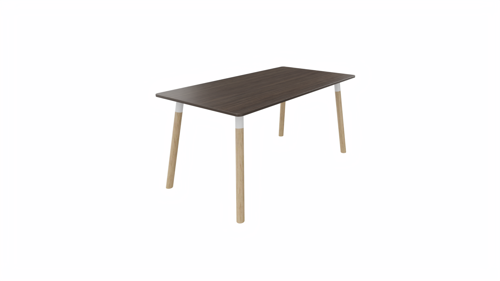 Tafel 8711 recht - 140 x 80 cm. - Wit - Eiken donker - Beuken naturel afbeelding