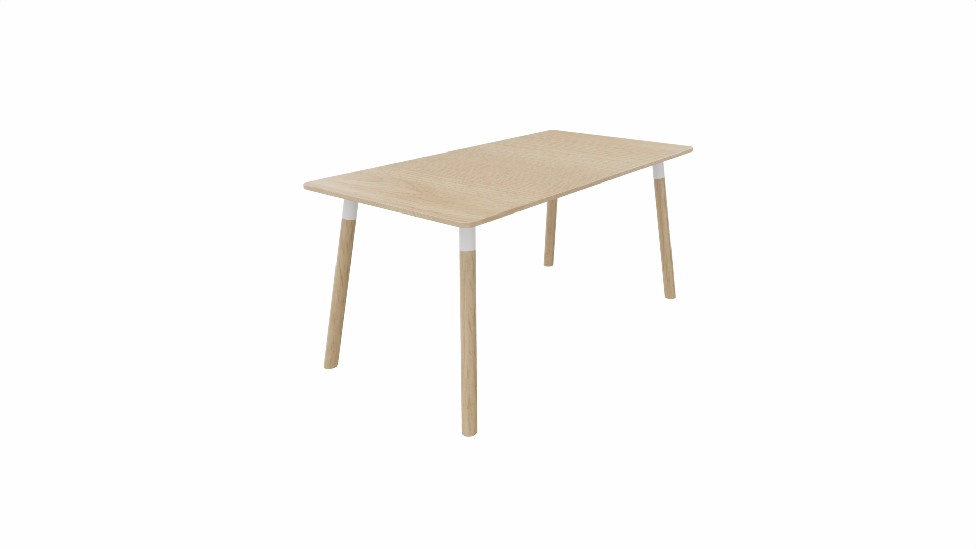 Tafel 8711 recht - 180 x 80 cm. - Wit - Eiken licht - Beuken naturel afbeelding