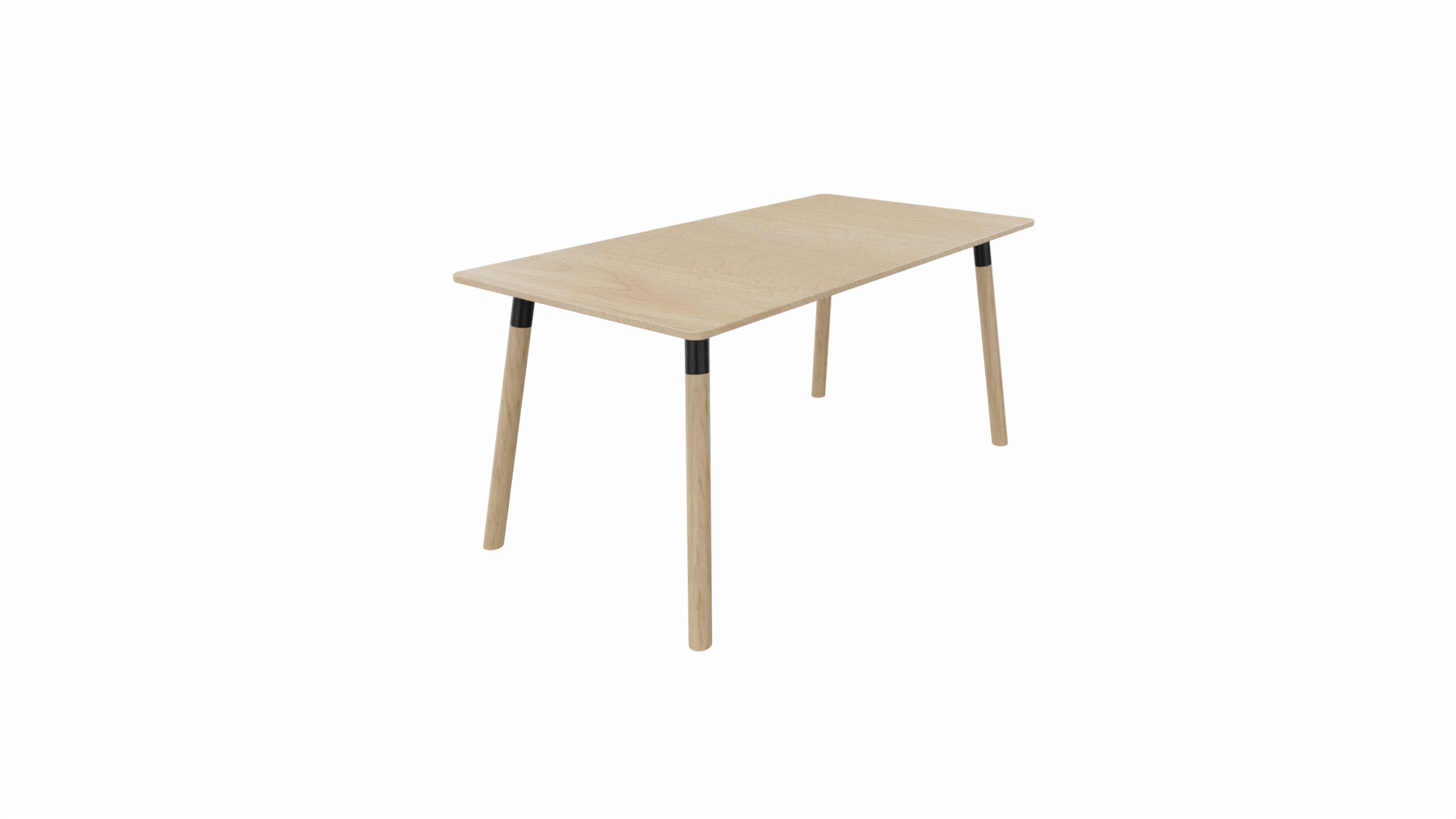 Tafel 8711 recht - 140 x 80 cm. - Zwart - Eiken licht - Beuken naturel afbeelding