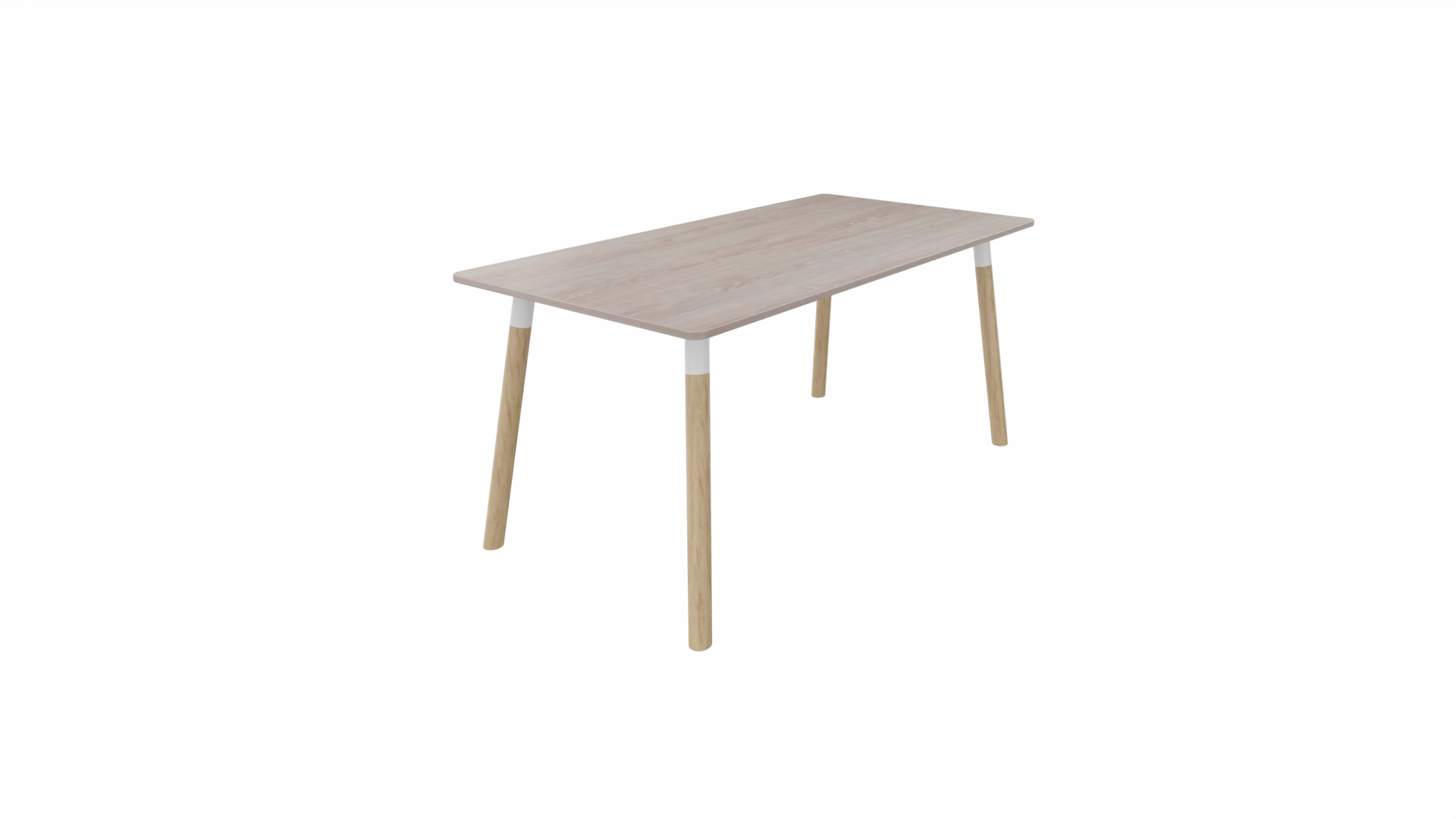 Tafel 8711 recht - 200 x 80 cm. - Wit - Eiken Robson - Beuken naturel afbeelding