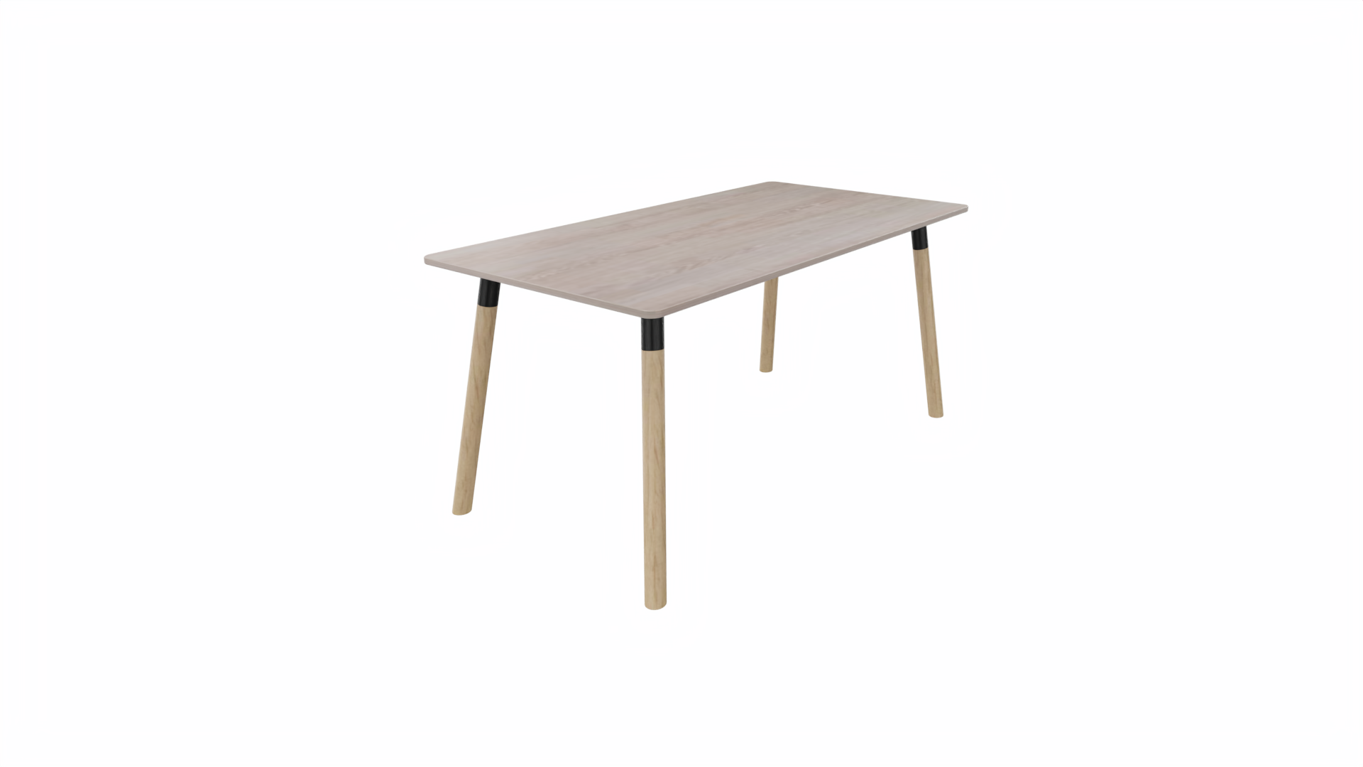 Tafel 8711 recht - 120 x 80 cm. - Zwart - Eiken Robson - Beuken naturel afbeelding