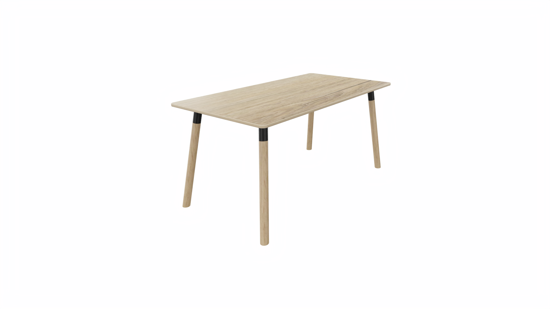 Tafel 8711 recht - 200 x 80 cm. - Zwart - Eiken YT49a - Beuken naturel afbeelding