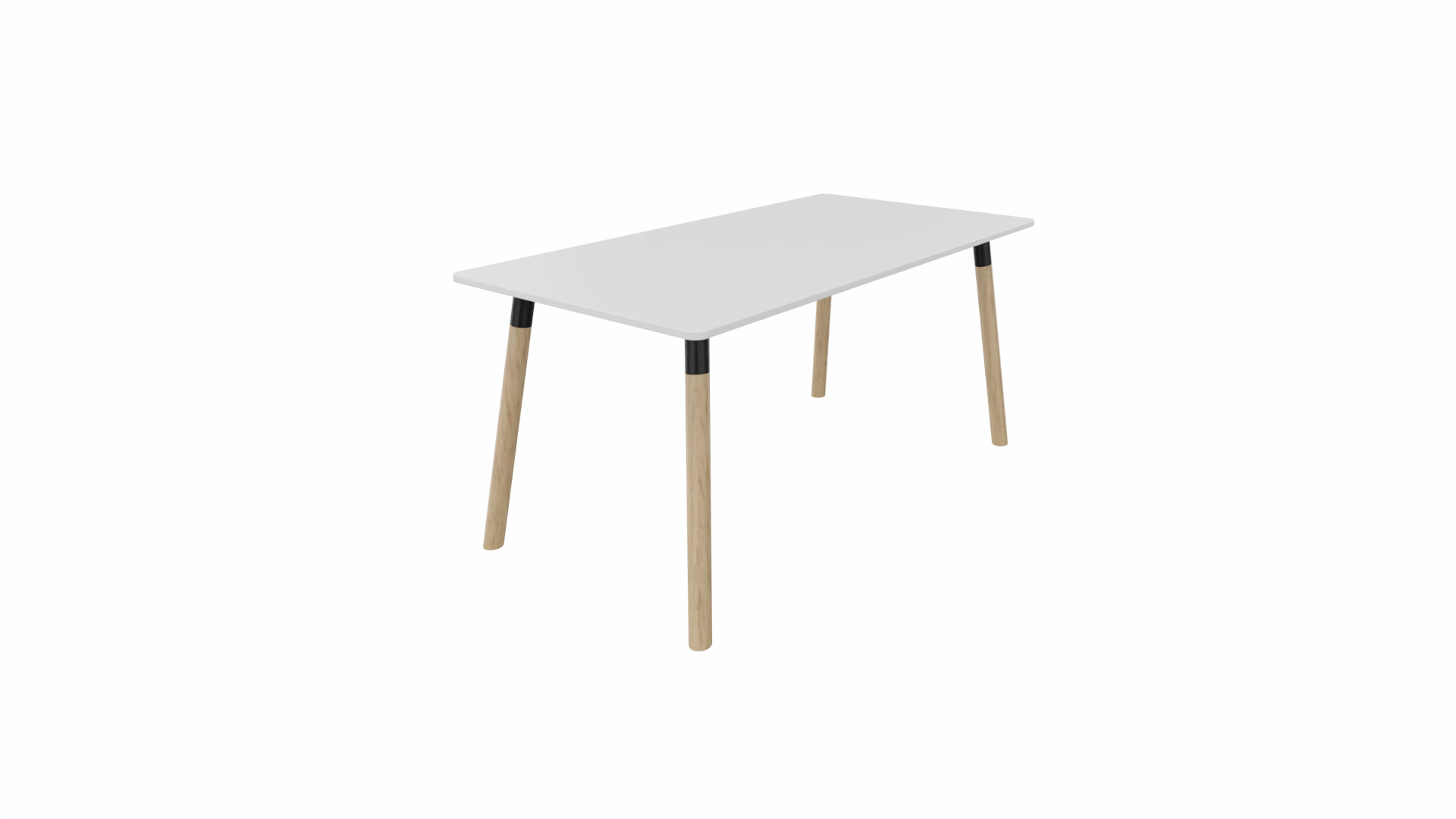 Tafel 8711 recht - 140 x 80 cm. - Zwart - Wit - Beuken naturel afbeelding