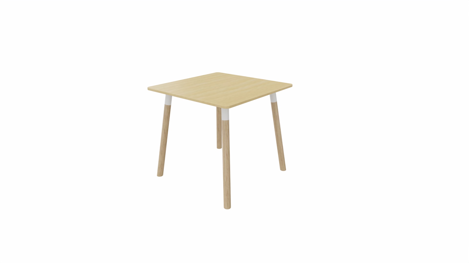 Tafel 8611 vierkant - 80 x 80 cm. - Wit - Beuken - Beuken naturel