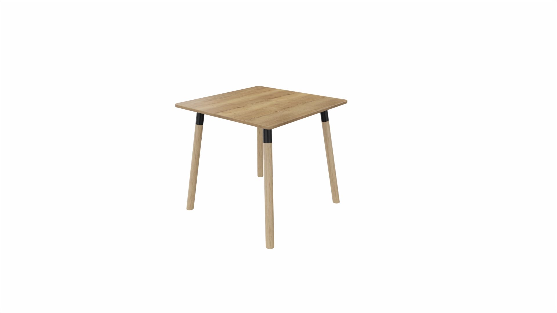 Tafel 8611 vierkant - 80 x 80 cm. - Zwart - Eiken YT49a - Beuken naturel afbeelding