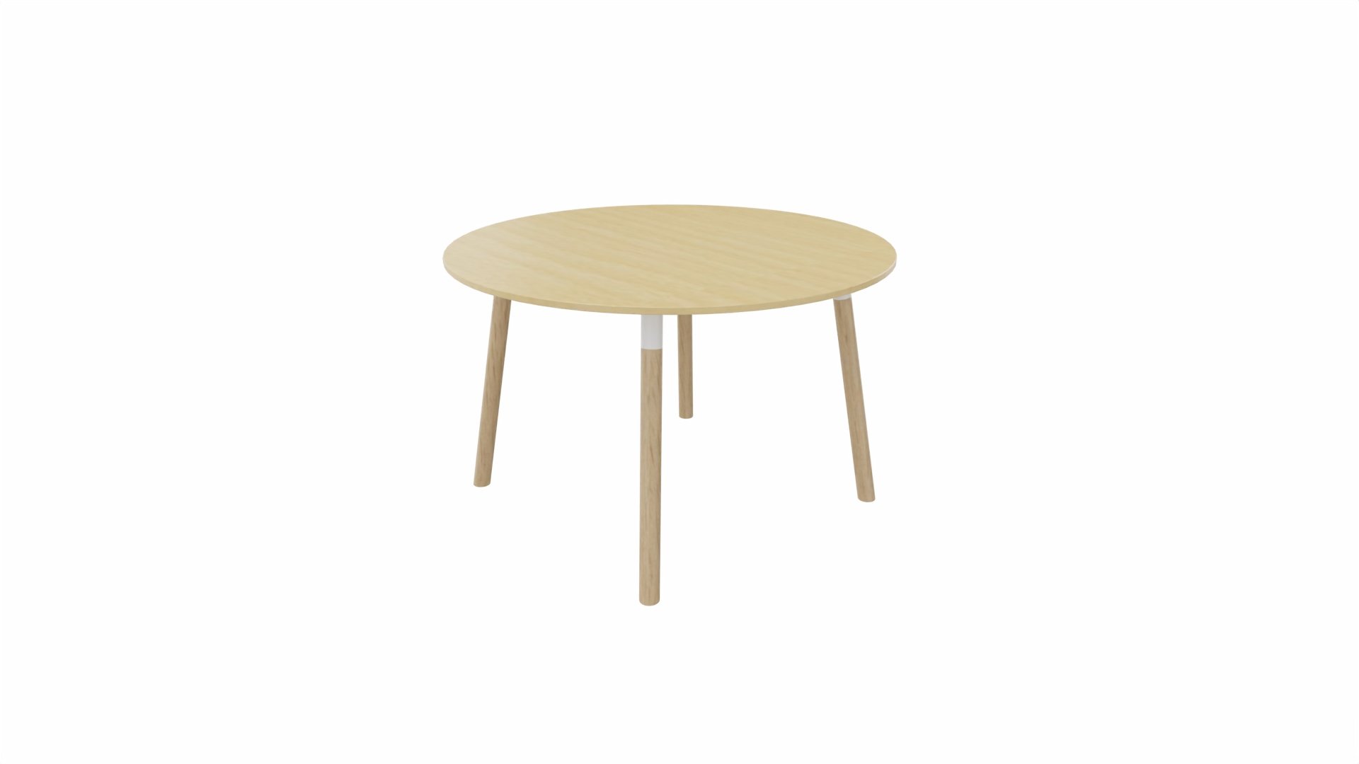 Tafel 9311 rond - 80 cm. - Wit - Beuken - Beuken naturel afbeelding