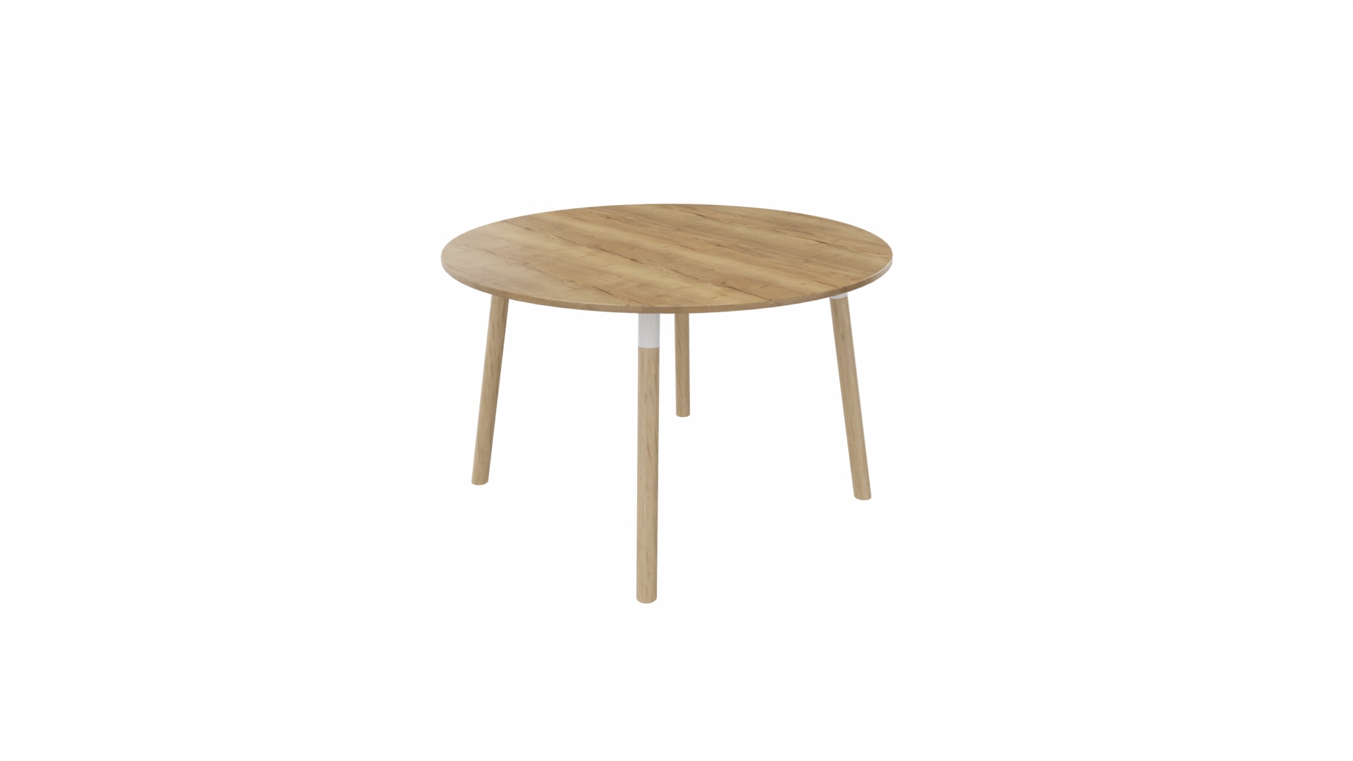 Tafel 9311 rond - 120 cm. - Wit - Eiken YT49a - Beuken naturel afbeelding
