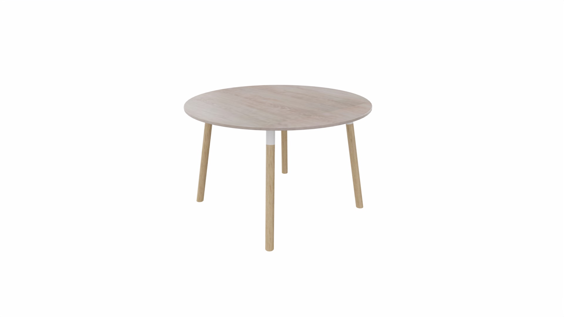 Tafel 9311 rond - 120 cm. - Wit - Eiken Robson - Beuken naturel afbeelding