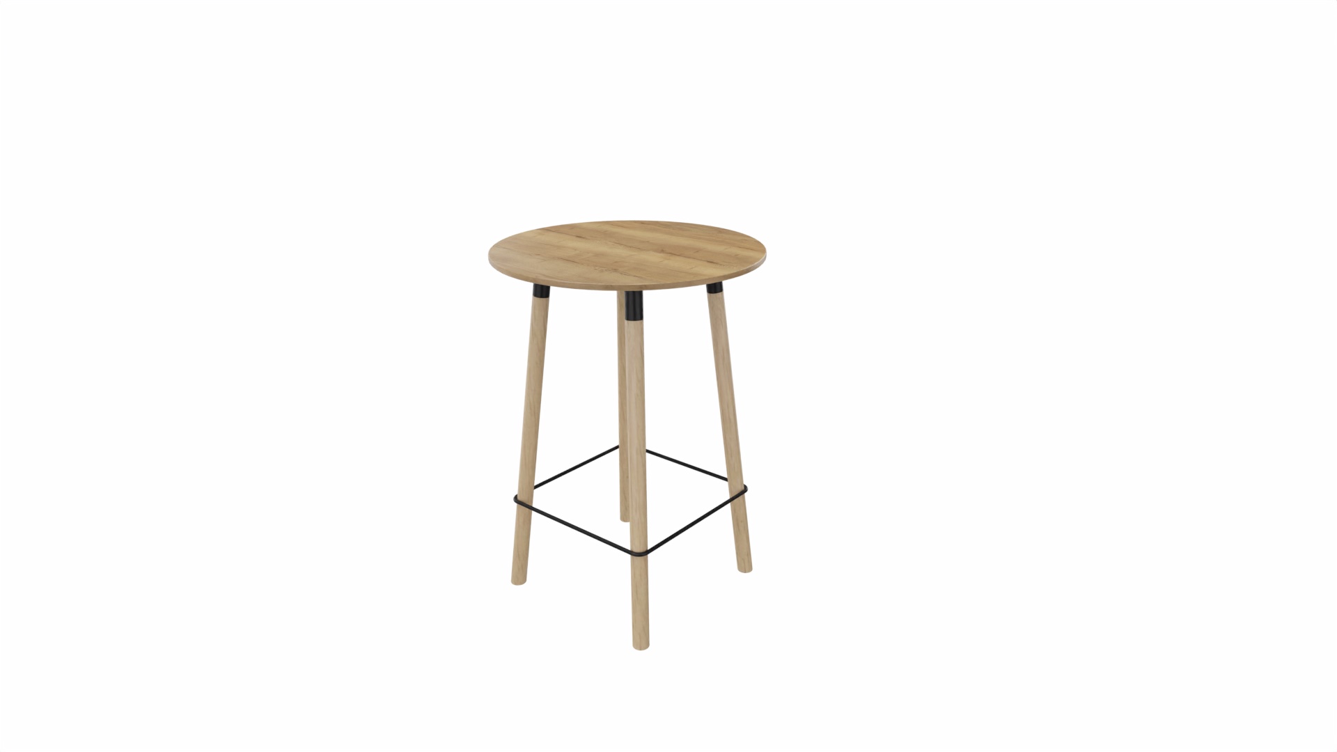 Tafel 9411 barhoogte - 80 cm. - Zwart - Eiken YT49a - Beuken naturel afbeelding