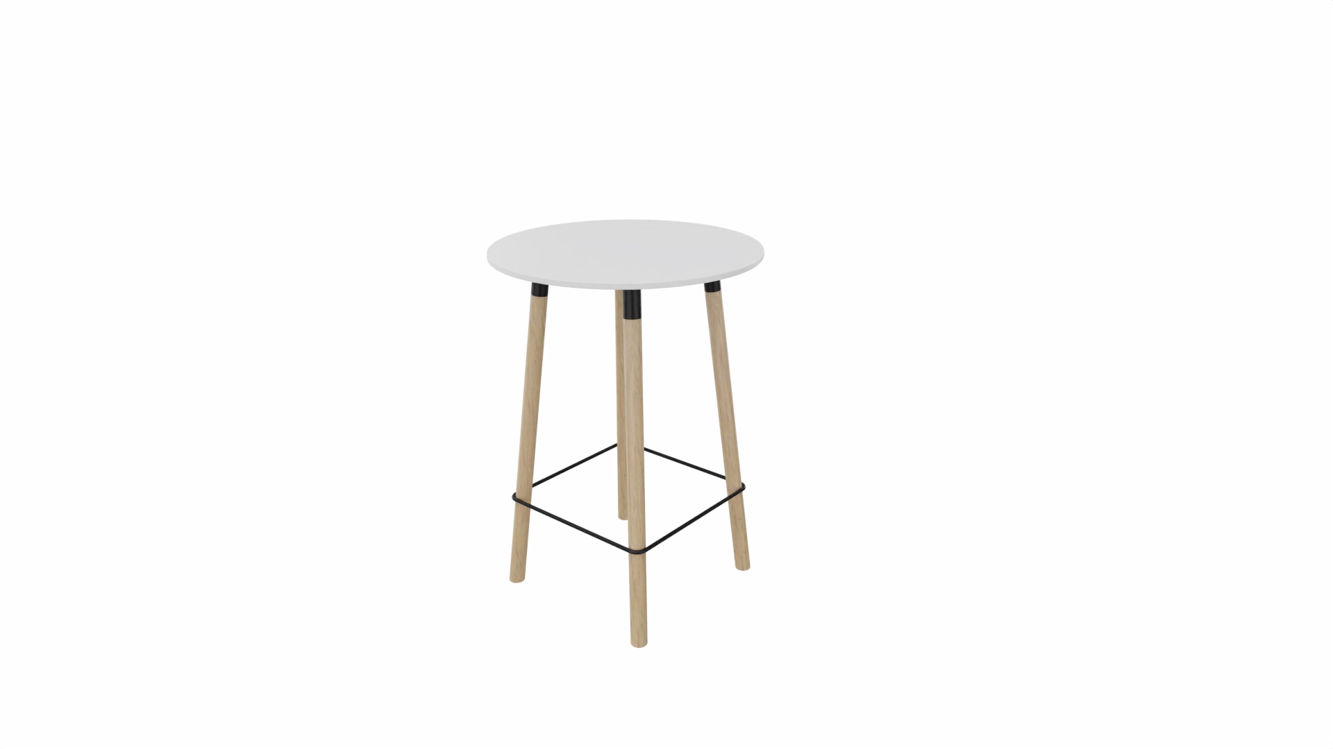 Tafel 9411 barhoogte - 80 cm. - Zwart - Wit - Beuken naturel afbeelding