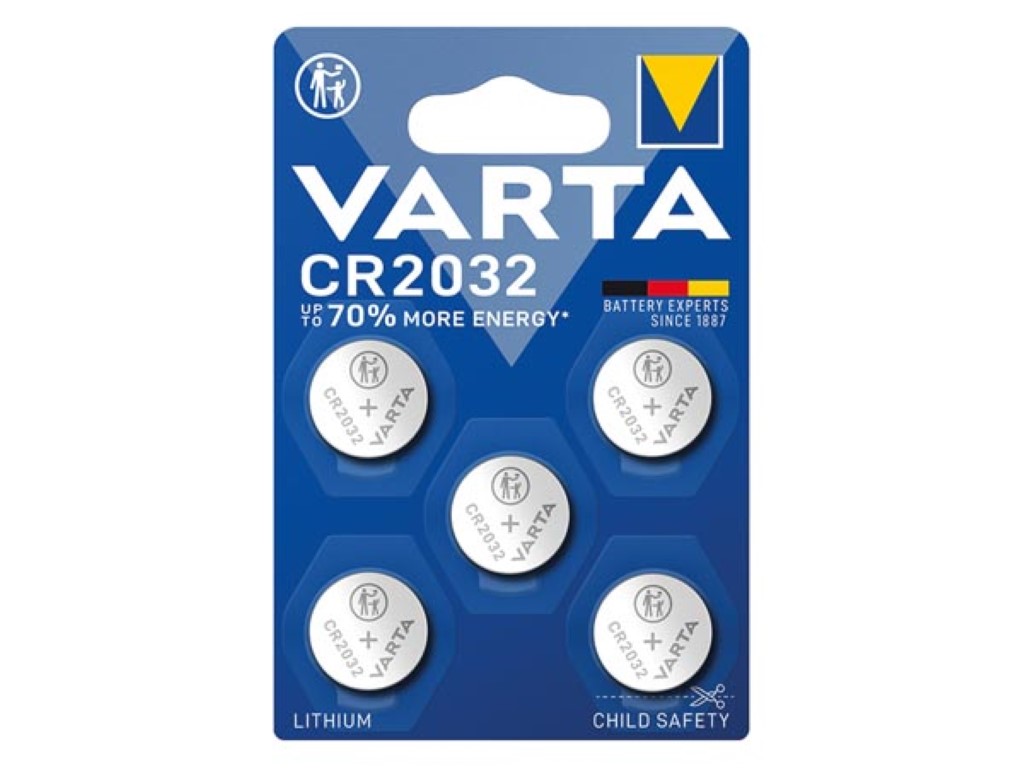 BLISTER MET 5 x CR2032 LITHIUM 3.0 V - 230 mAh afbeelding